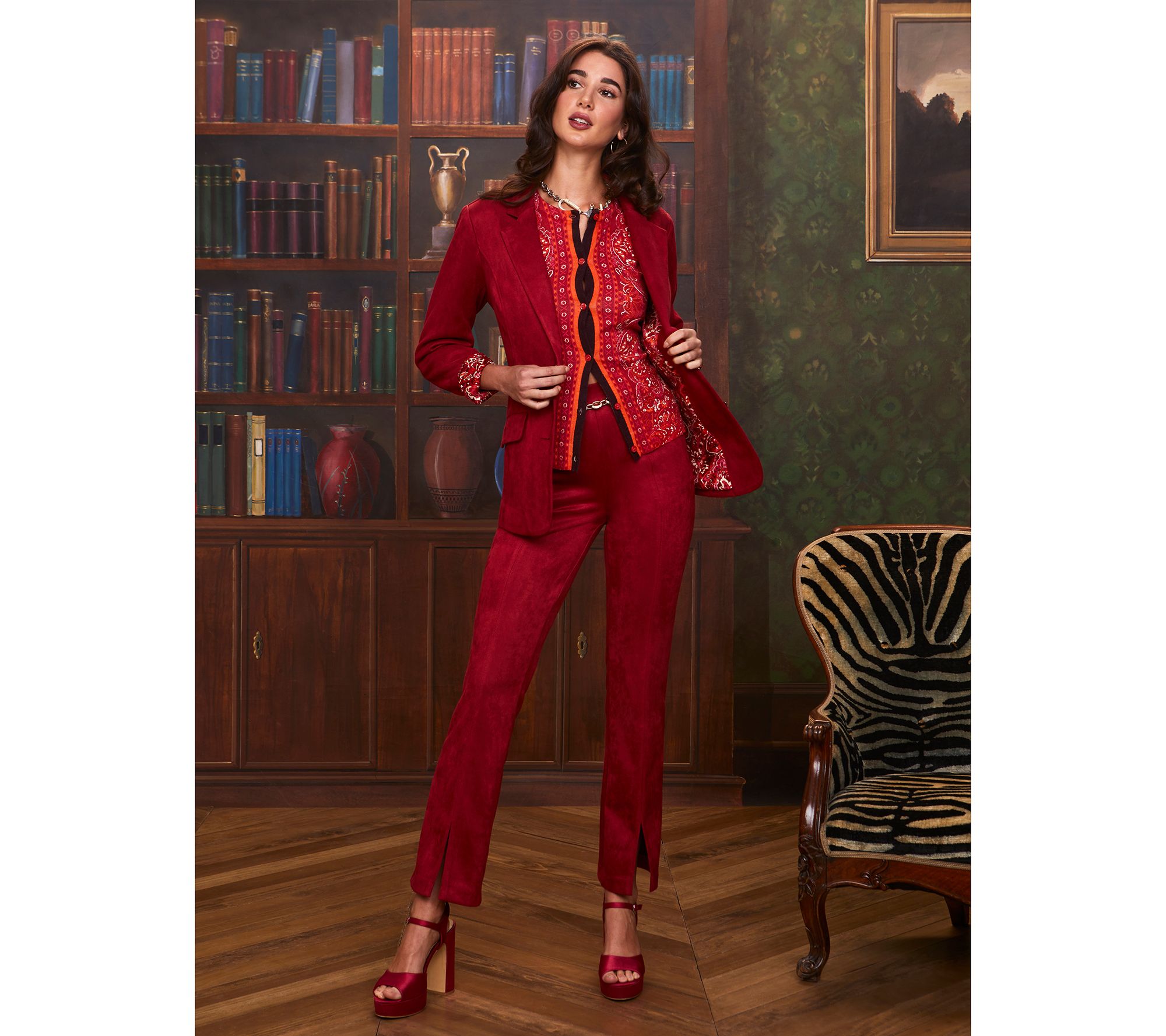 Isaac Mizrahi Live! Petite Estate Stretch Faux Suede Bootcut Pants