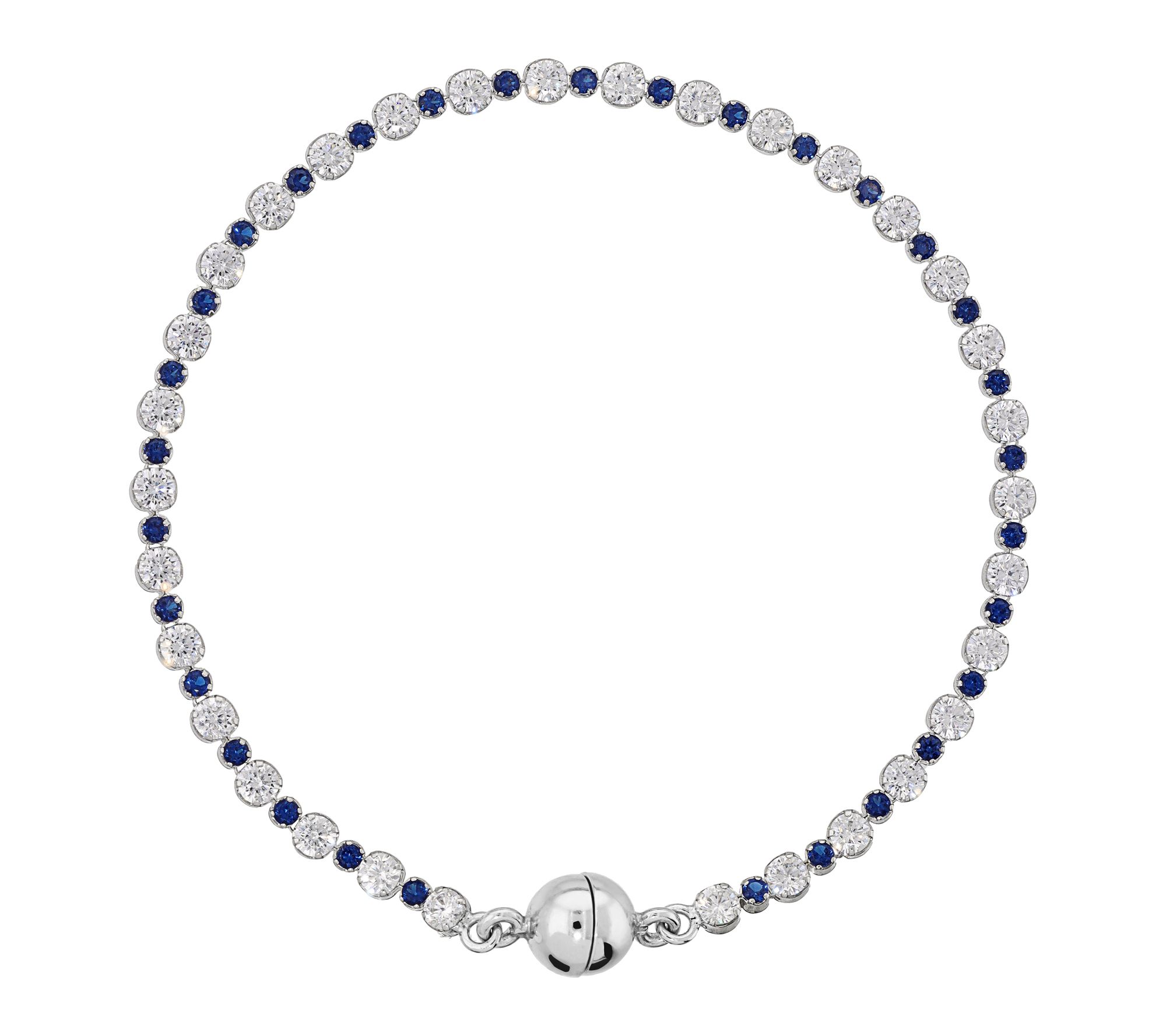 Diamonique Tennis Bracelet w/ Magnetic Closure,Sterling