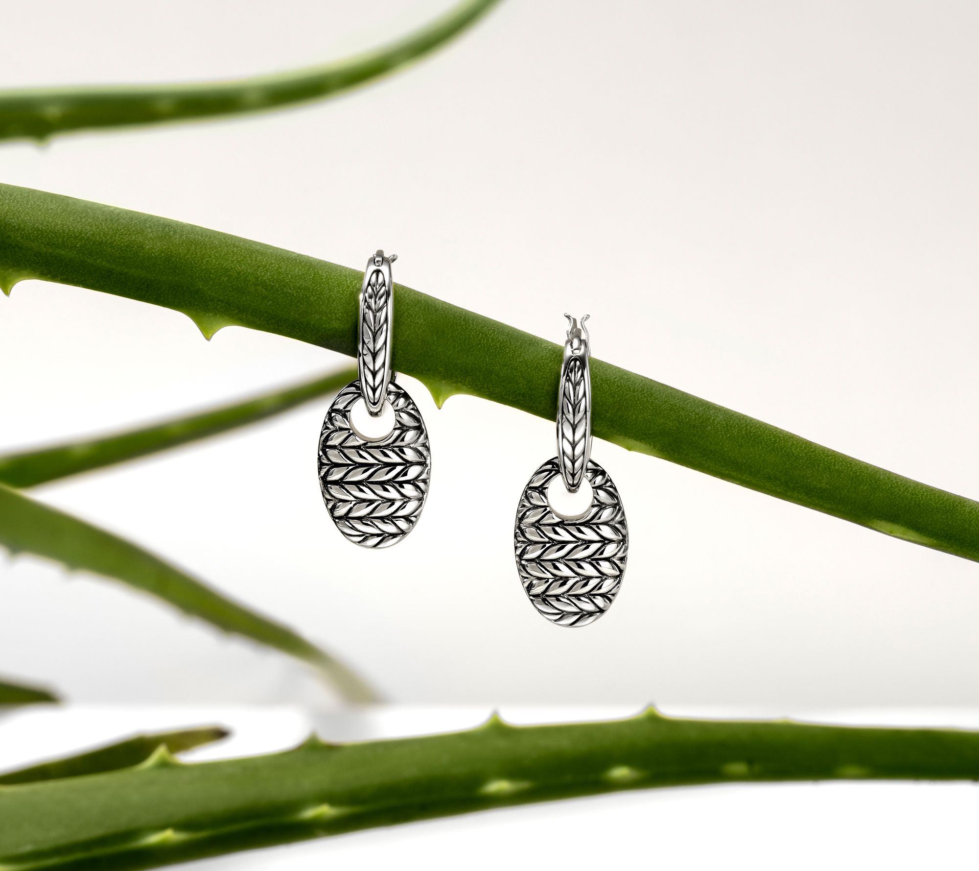 JAI Sterling Silver Removable Mariner Link Hoop Earrings