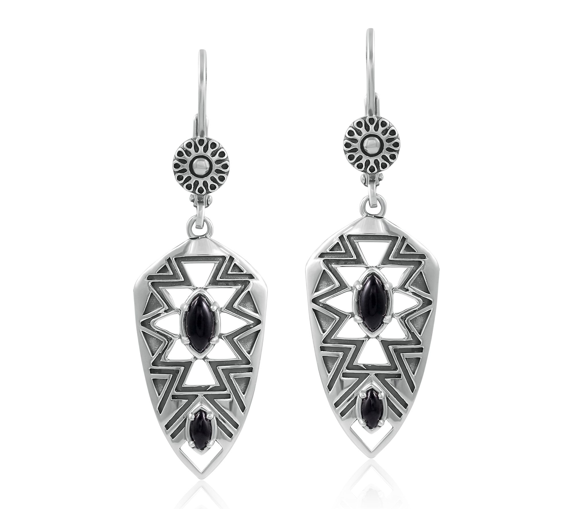 American West Sterling Patterned & Gemstone Dangle Earrings