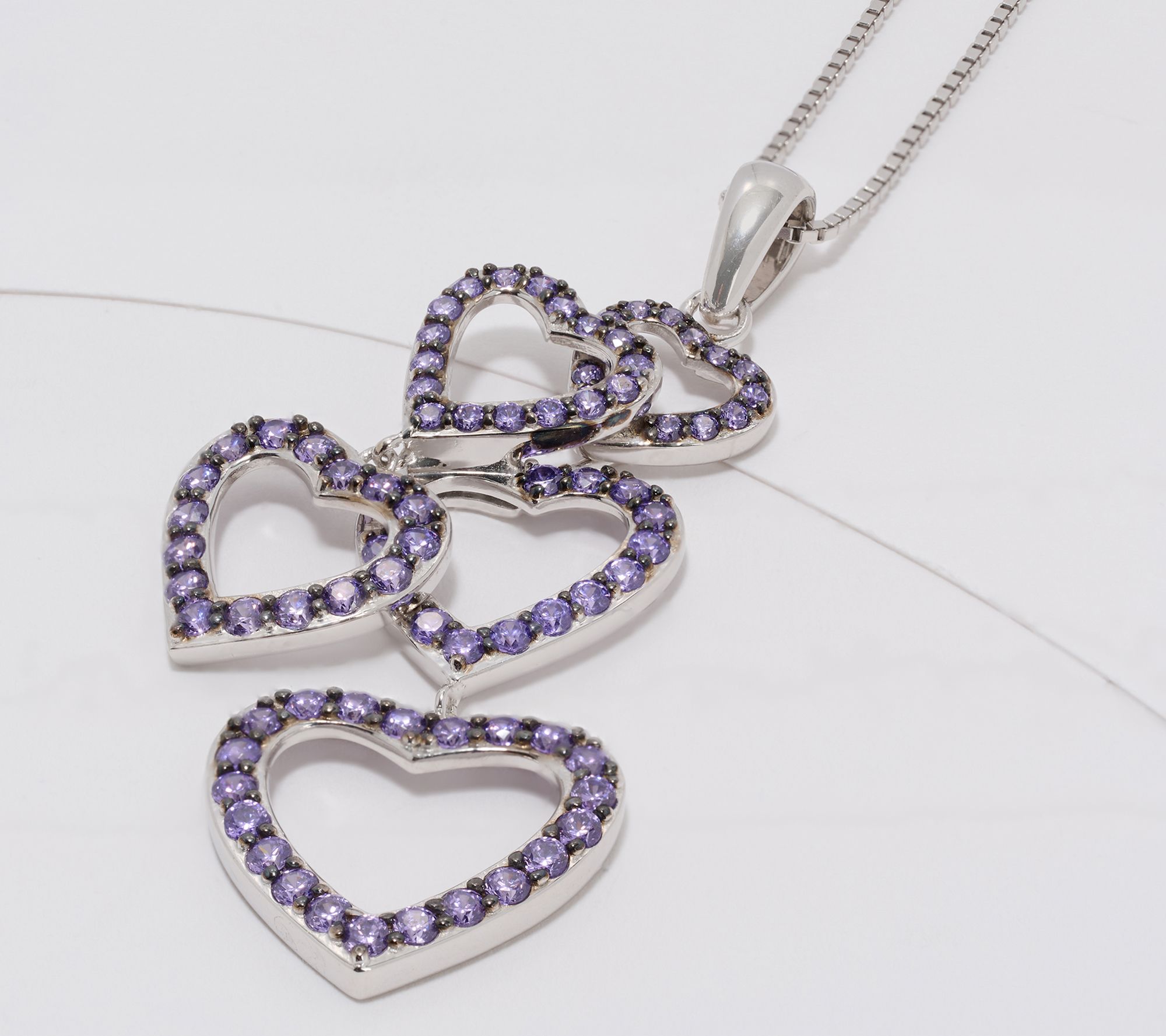 Diamonique x Kathy Levine Color Hearty Party Necklace, Sterl