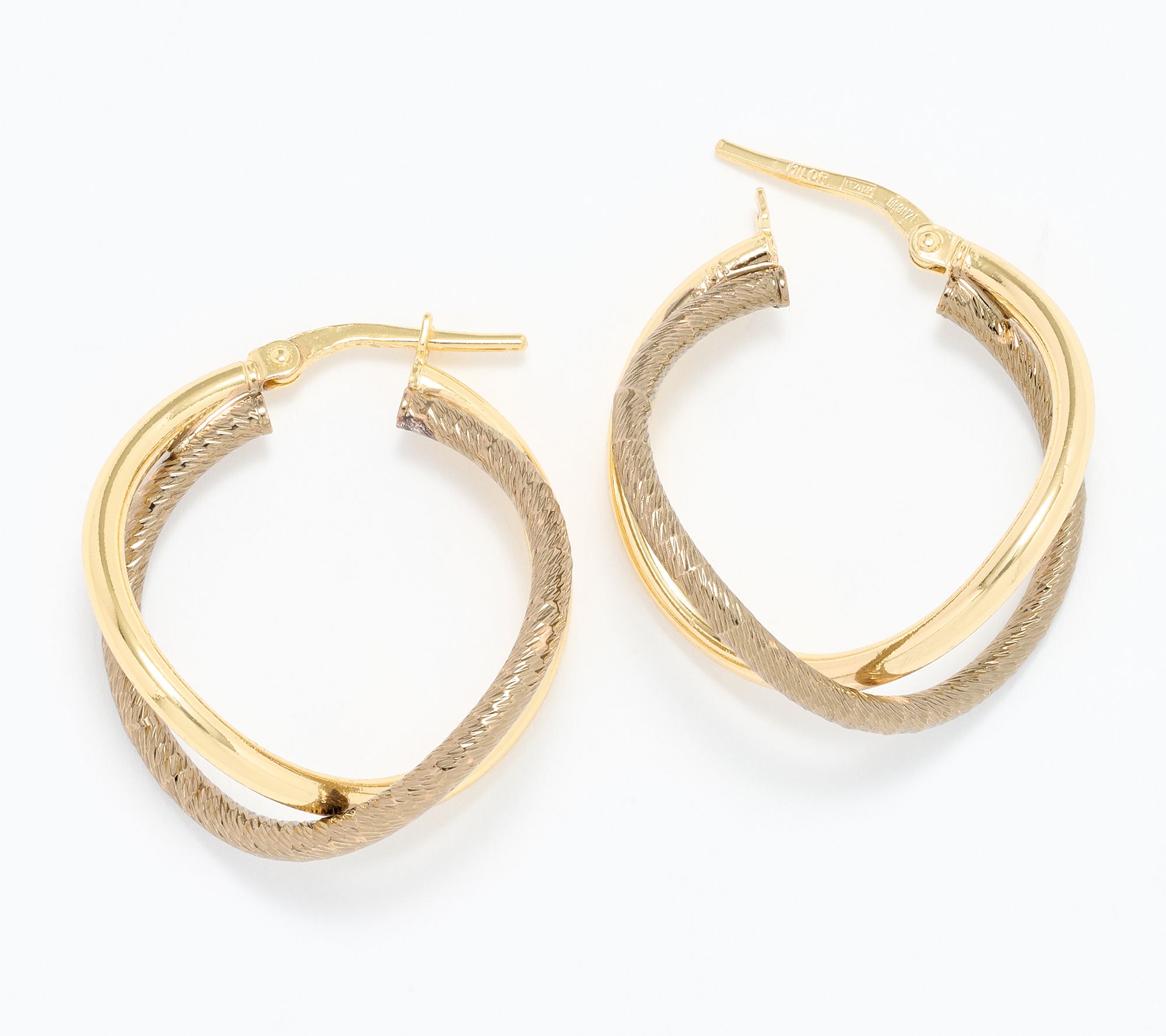 David Markstein Bronze Deluxe Double Curved Hoop Earrings