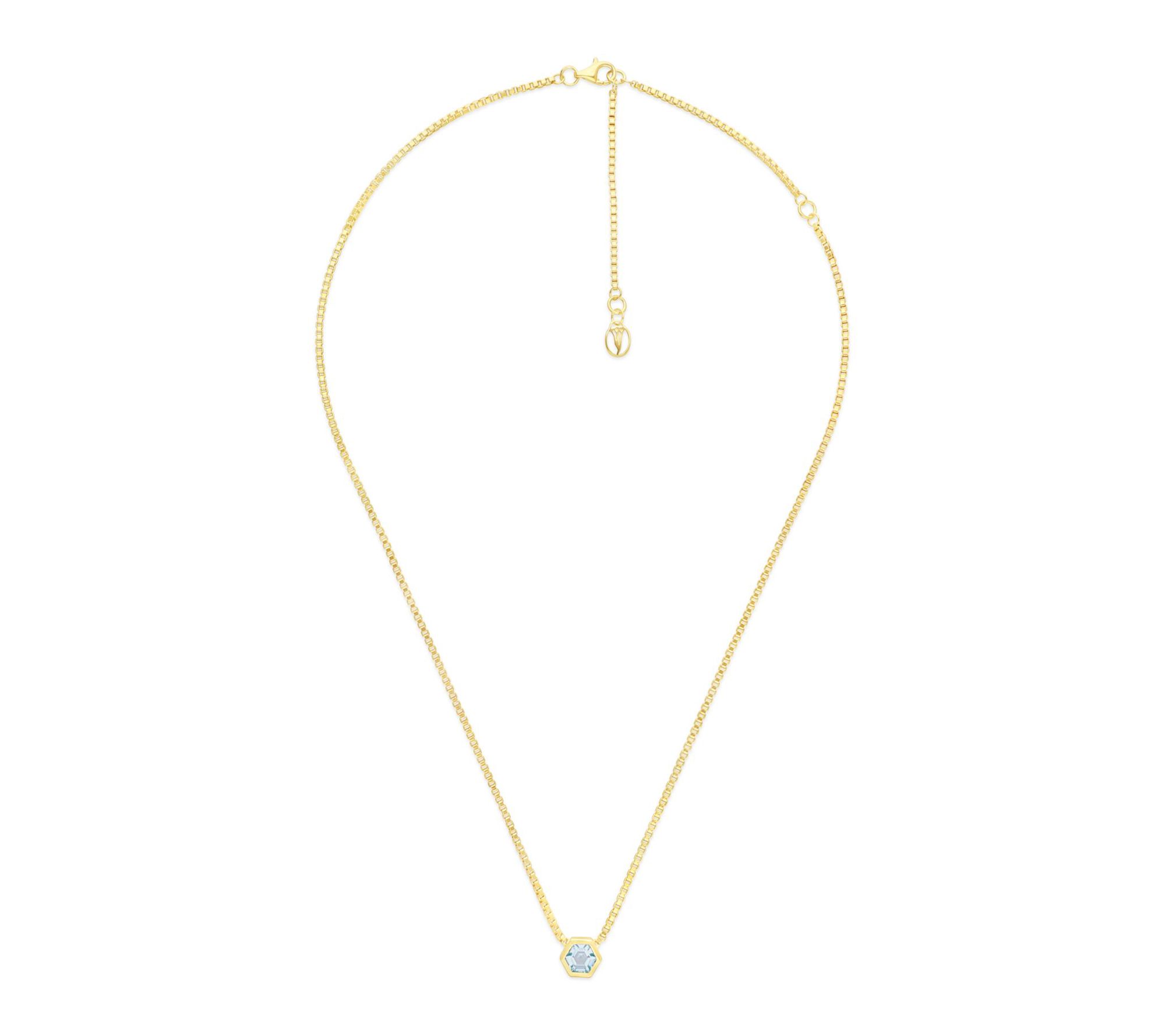 Goddaughters 14K Gold Clad Hexagon Blue Topaz Necklace