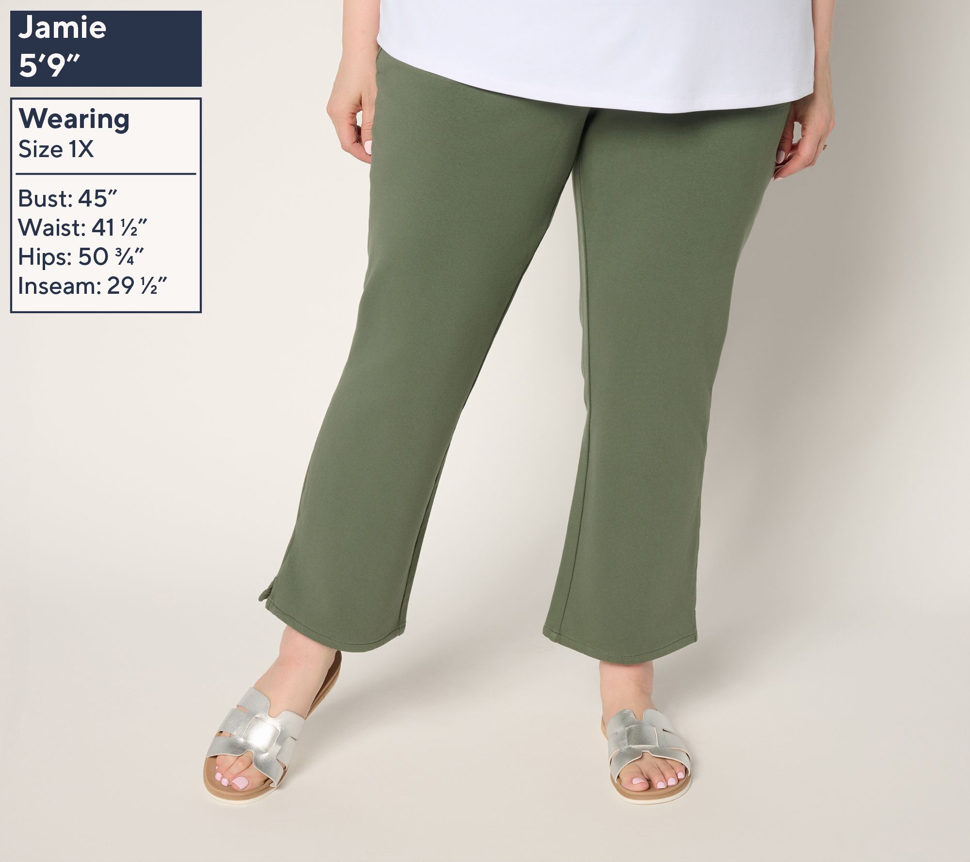 Quacker Factory DreamJeannes Short Flat Waist Straight Leg Ankle Pants