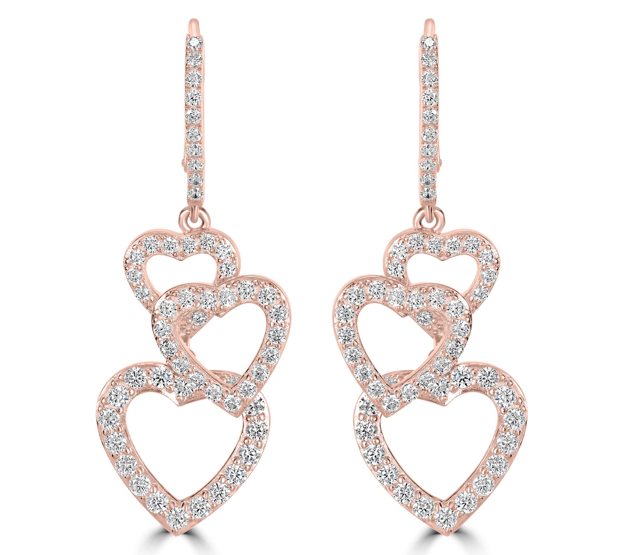 Diamonique x Kathy Levine Hearty Party Drop Earrings, Sterling