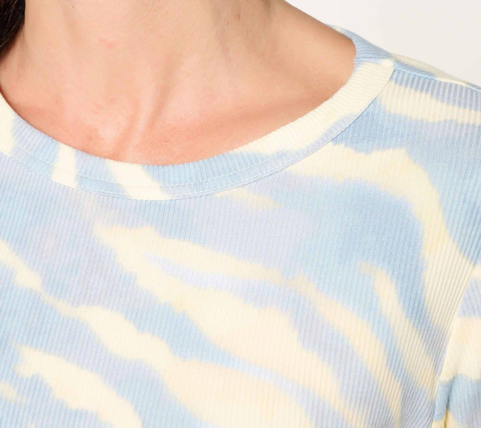 Susan Graver Weekend Printed Rib Knit Crew Neck Top