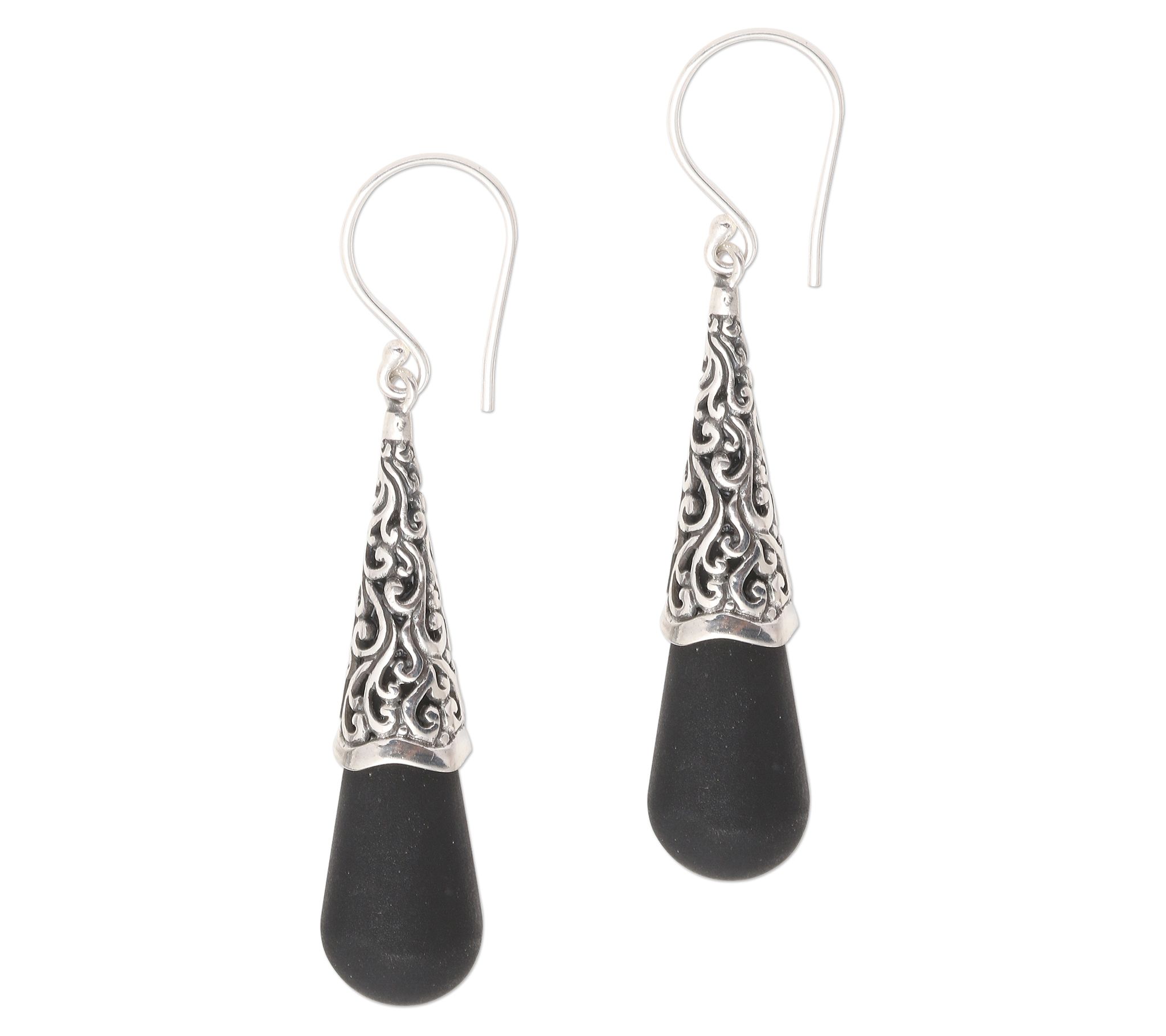Novica Artisan Crafted Sterling Silver Shadow D angle Earrings
