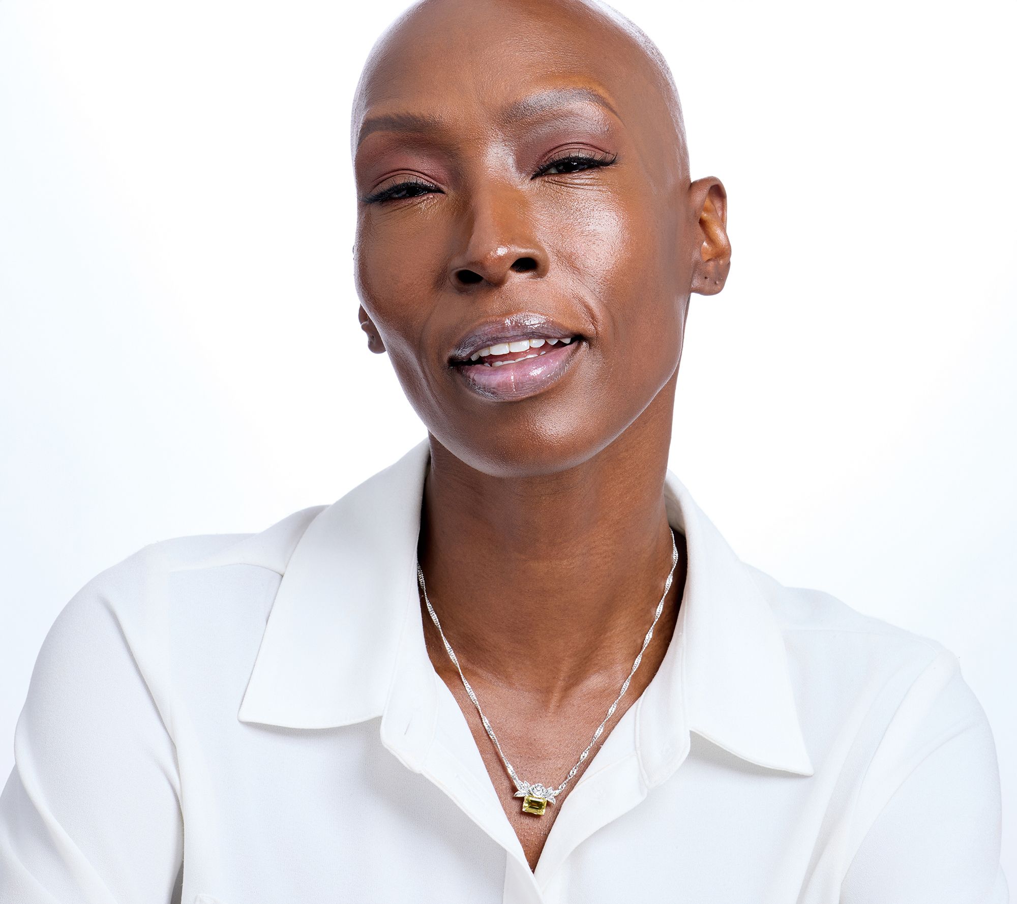 Third Person Sterling Petite Emerald Cut Gemstone Rose Necklace