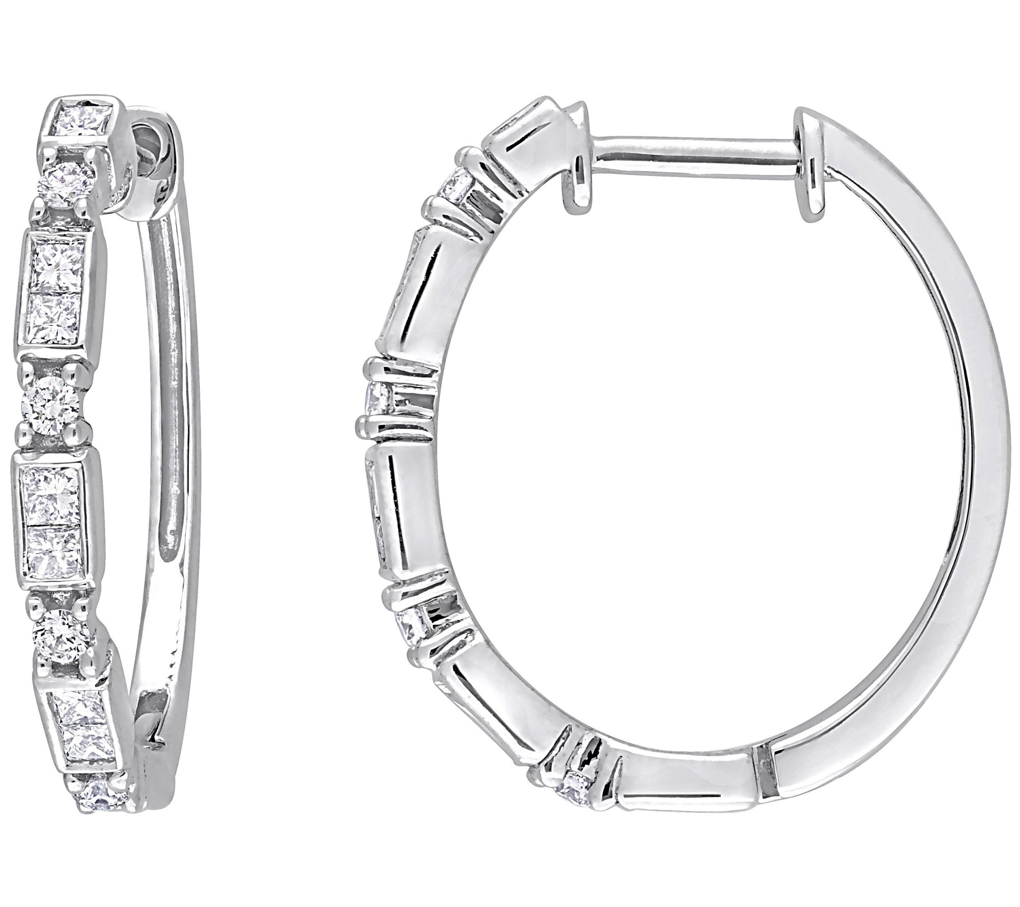 Affinity 0.45cttw Diamond Hoop Earrings, 14K White Gold