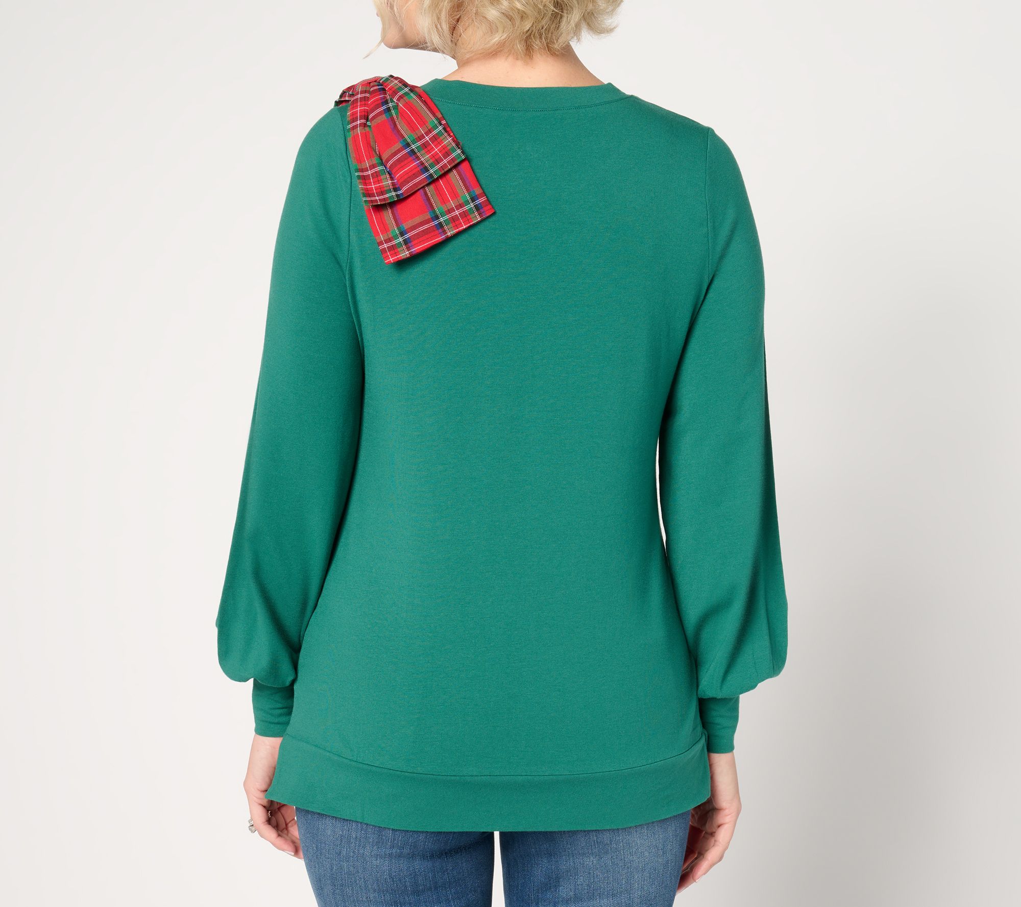 Jingle Belles by Kim Gravel TripleLuxe Knit Double Bow Holiday Top
