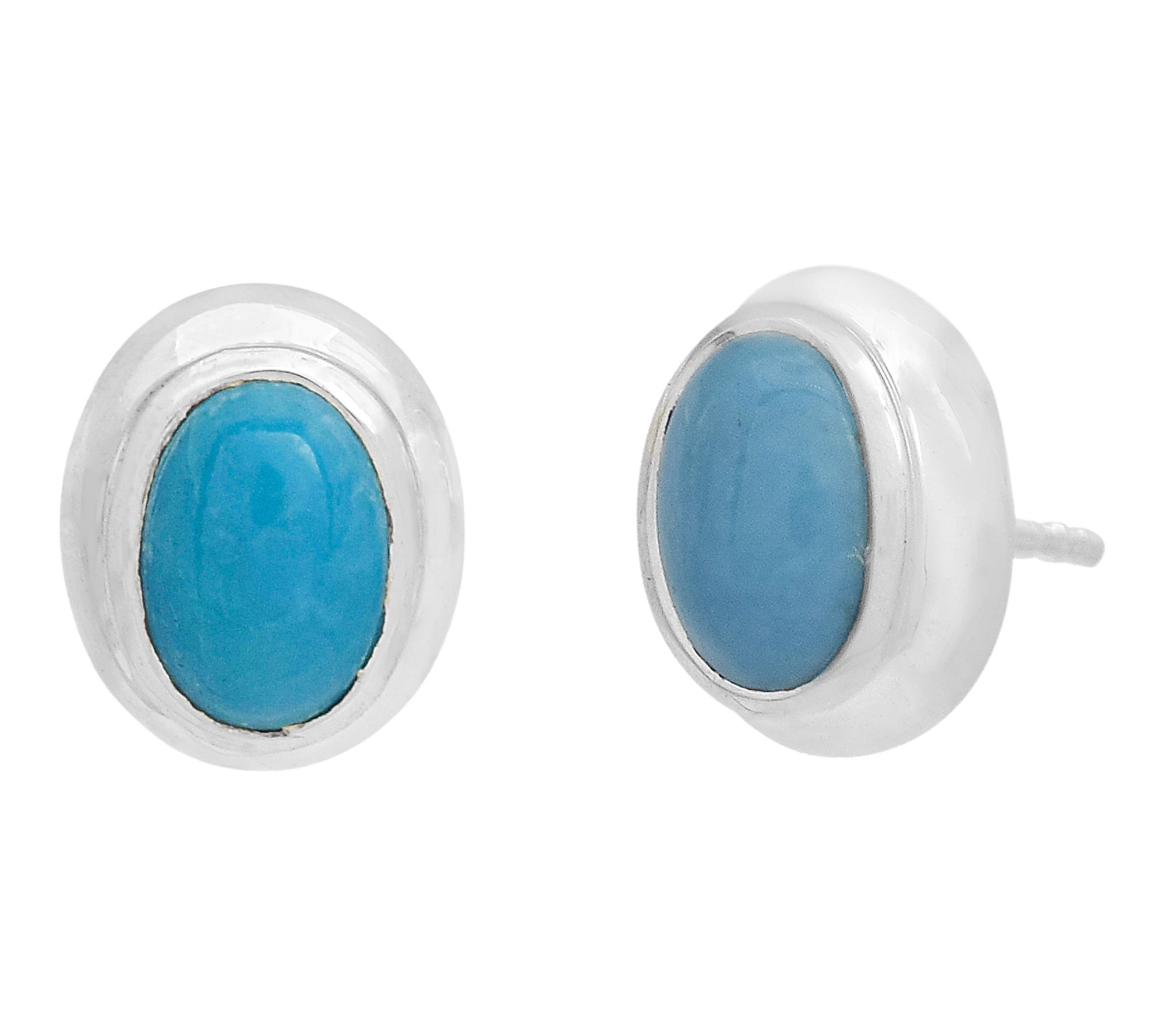 Affinity Gems High polished Turquoise Stud Earrings, Sterling
