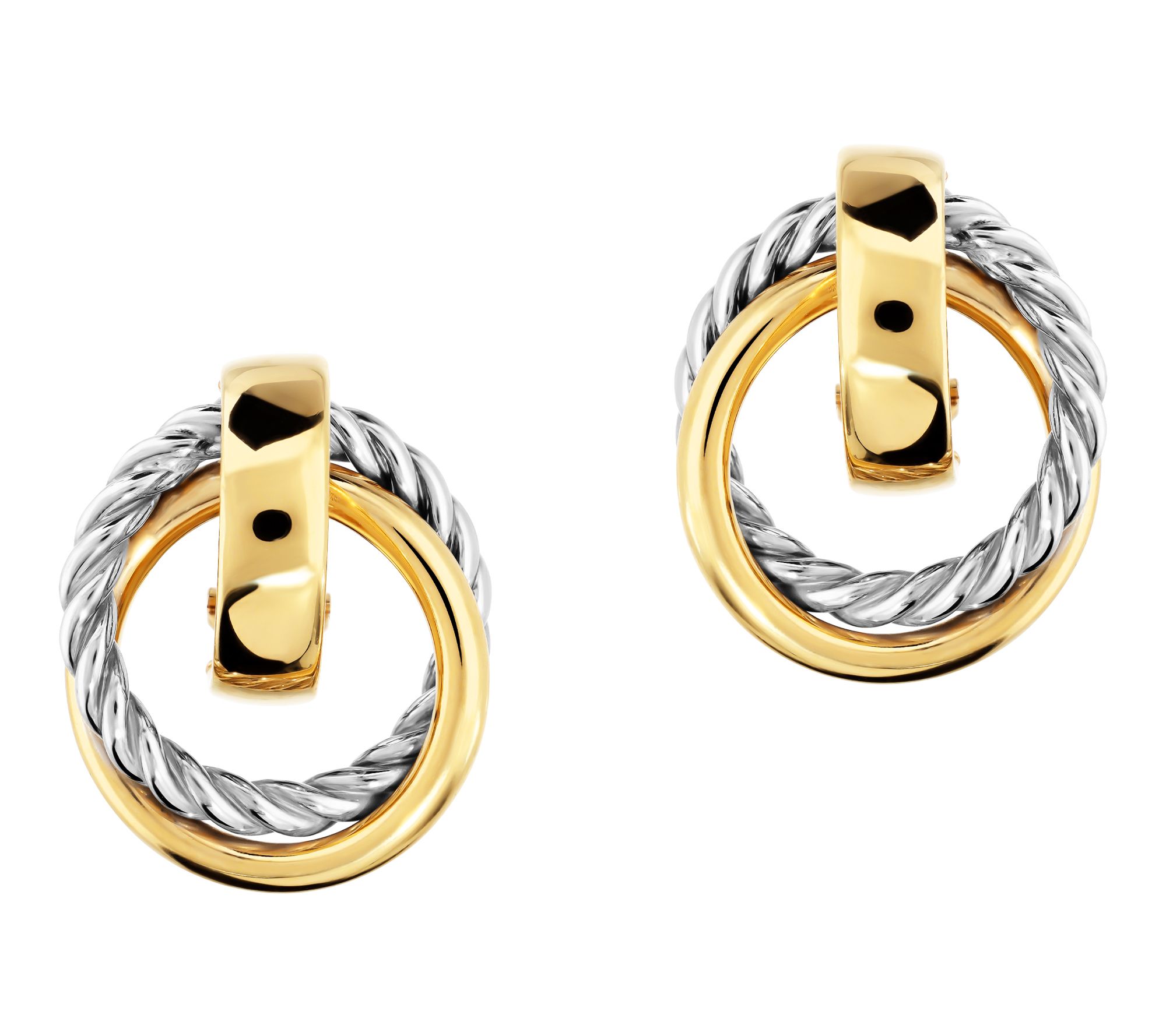 Louis Dell'Olio Sterling Polished & Torchon Round Earrings