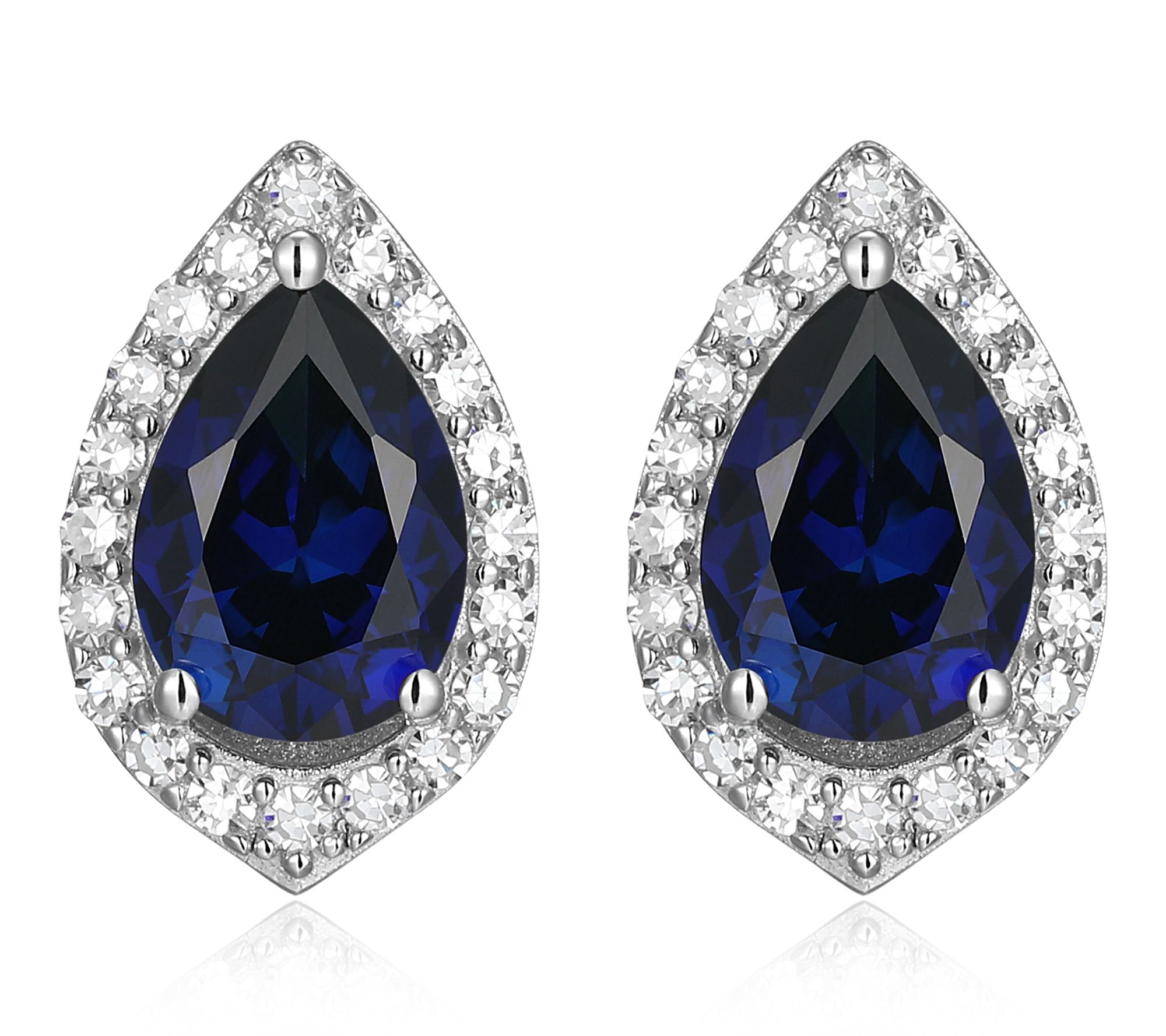 LuxLab Grown Pear Gemstone & Diamond Earrings, Sterling Silver