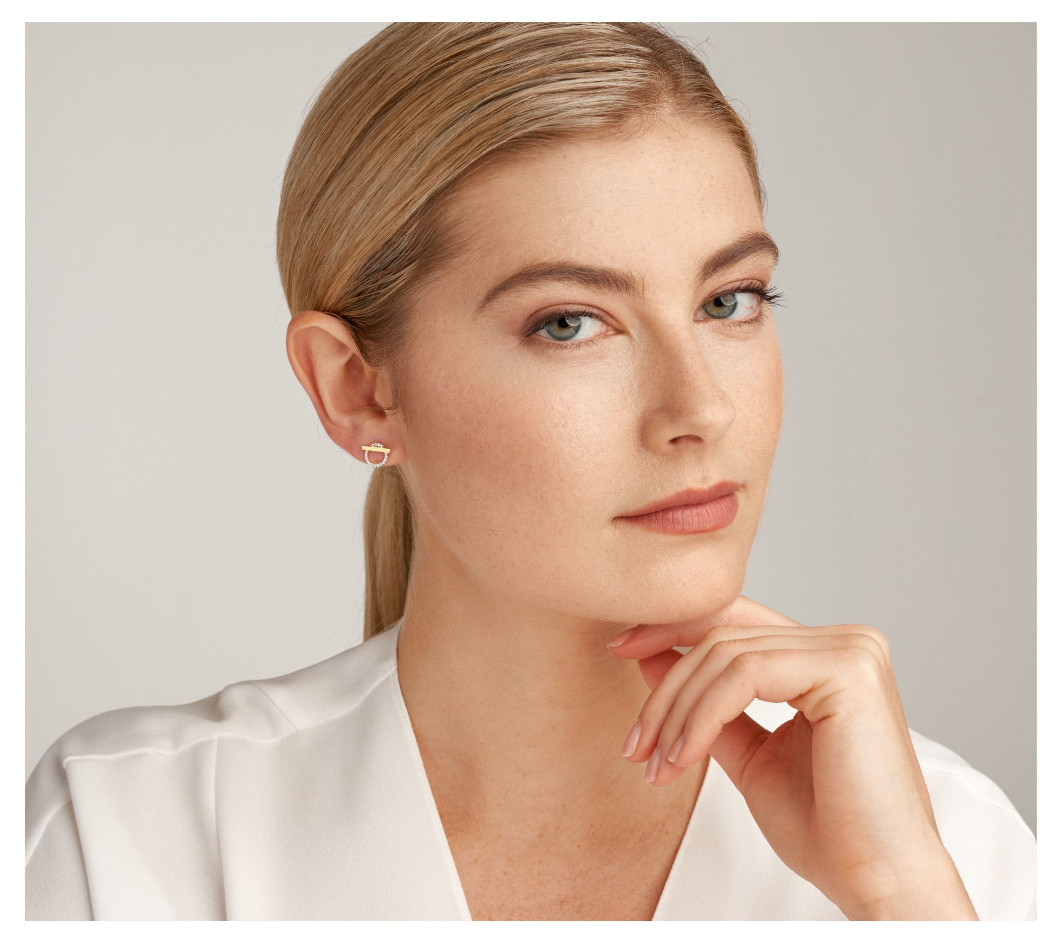 Diamonique Bar & Circle Ear Jacket Stud Earrings, 18K