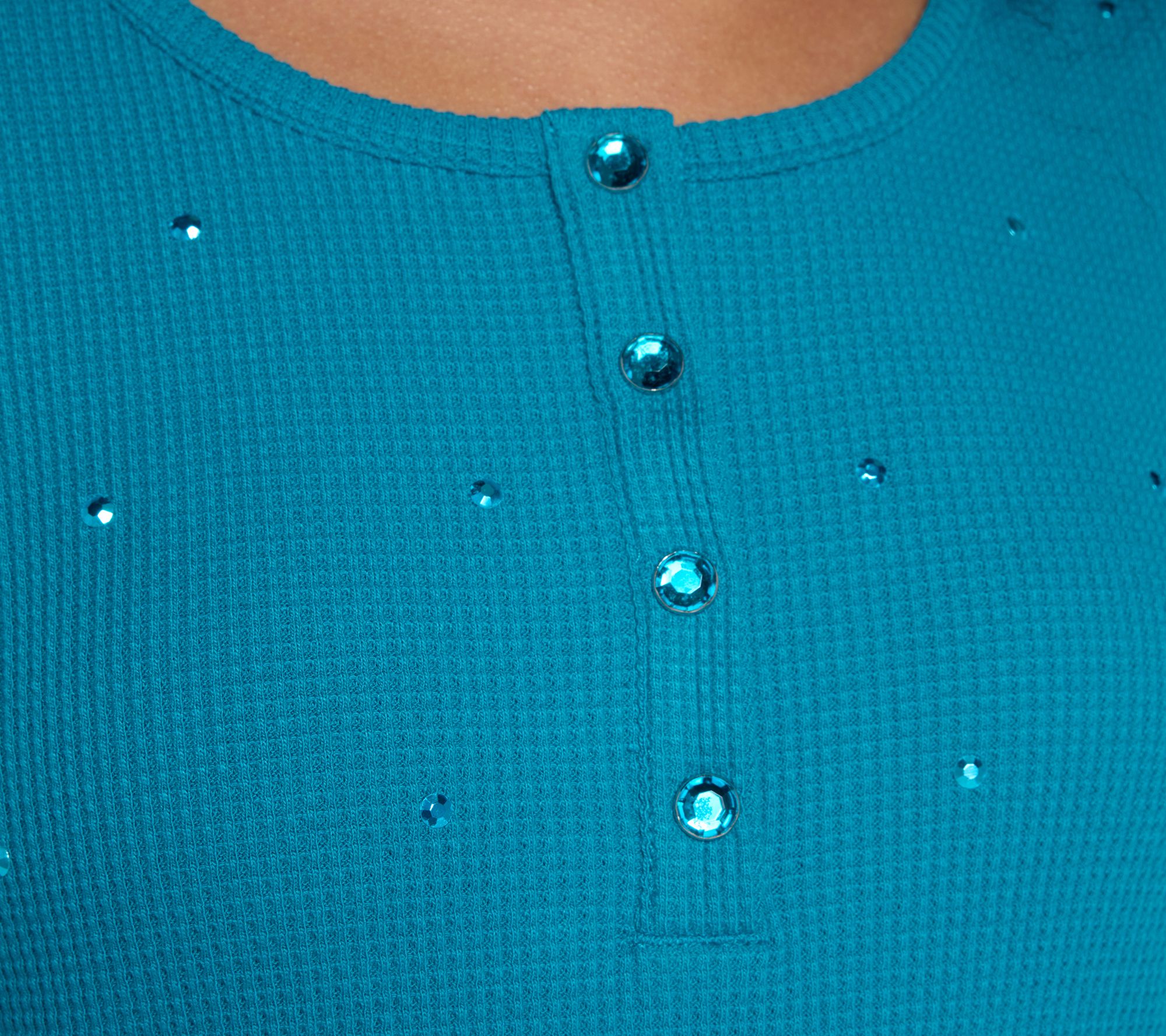 Quacker Factory Sparkle and Shine Baby Waffle Snap Henley