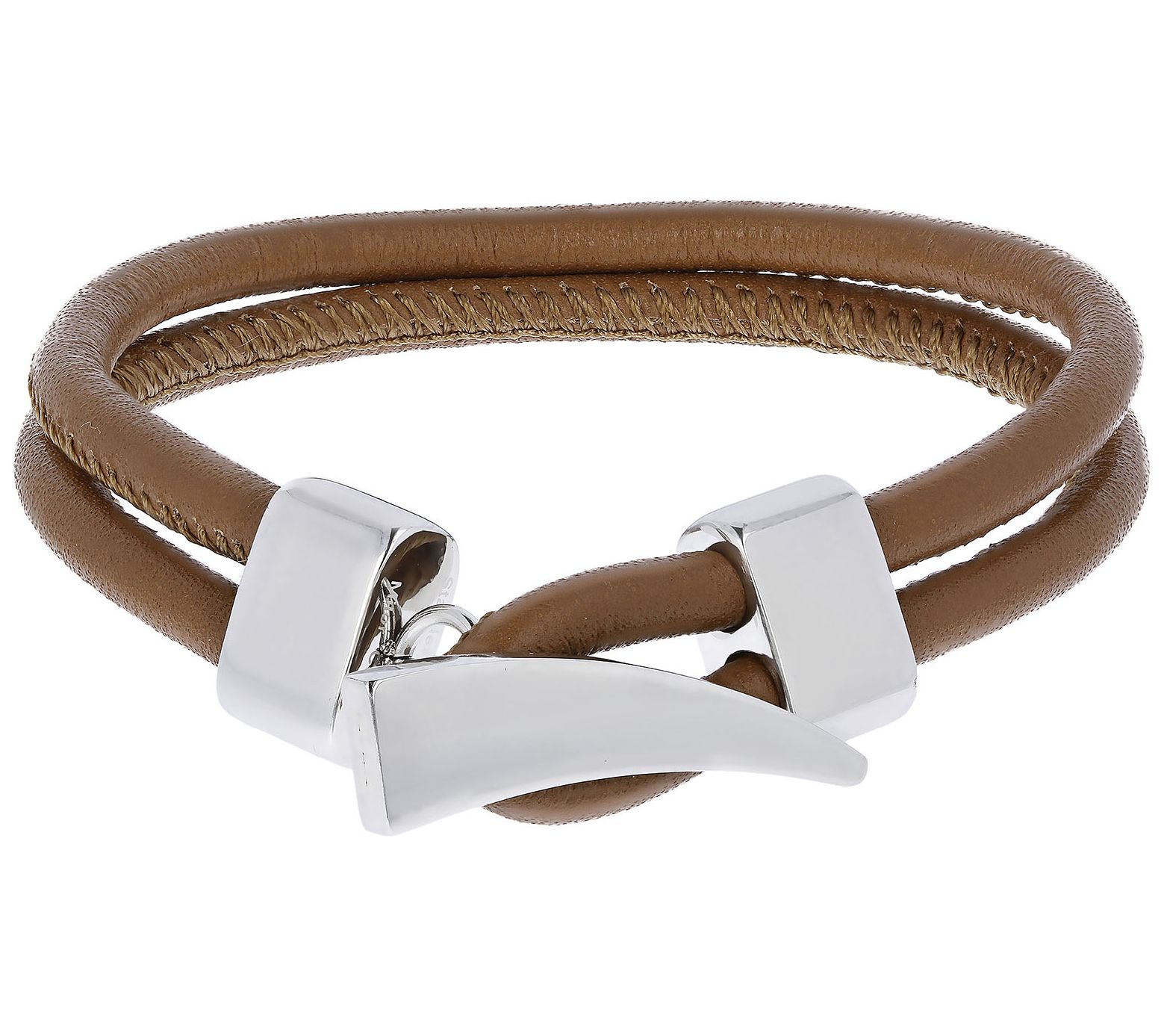 Steel by Design Men's Double-Strand Leather Bracelet