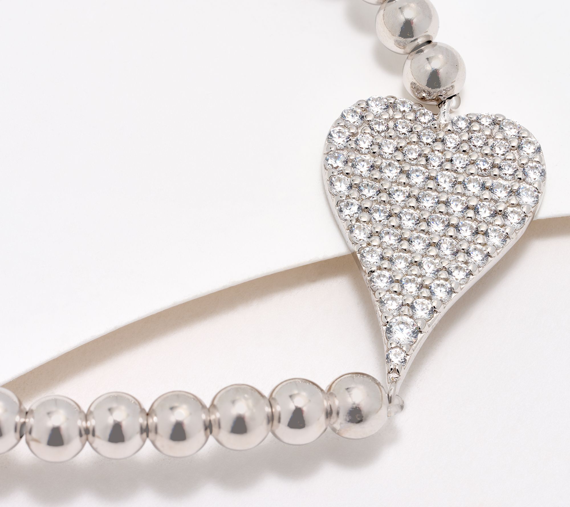 Diamonique x Jennifer Miller Heart Beaded Bracelet, Sterling Silver