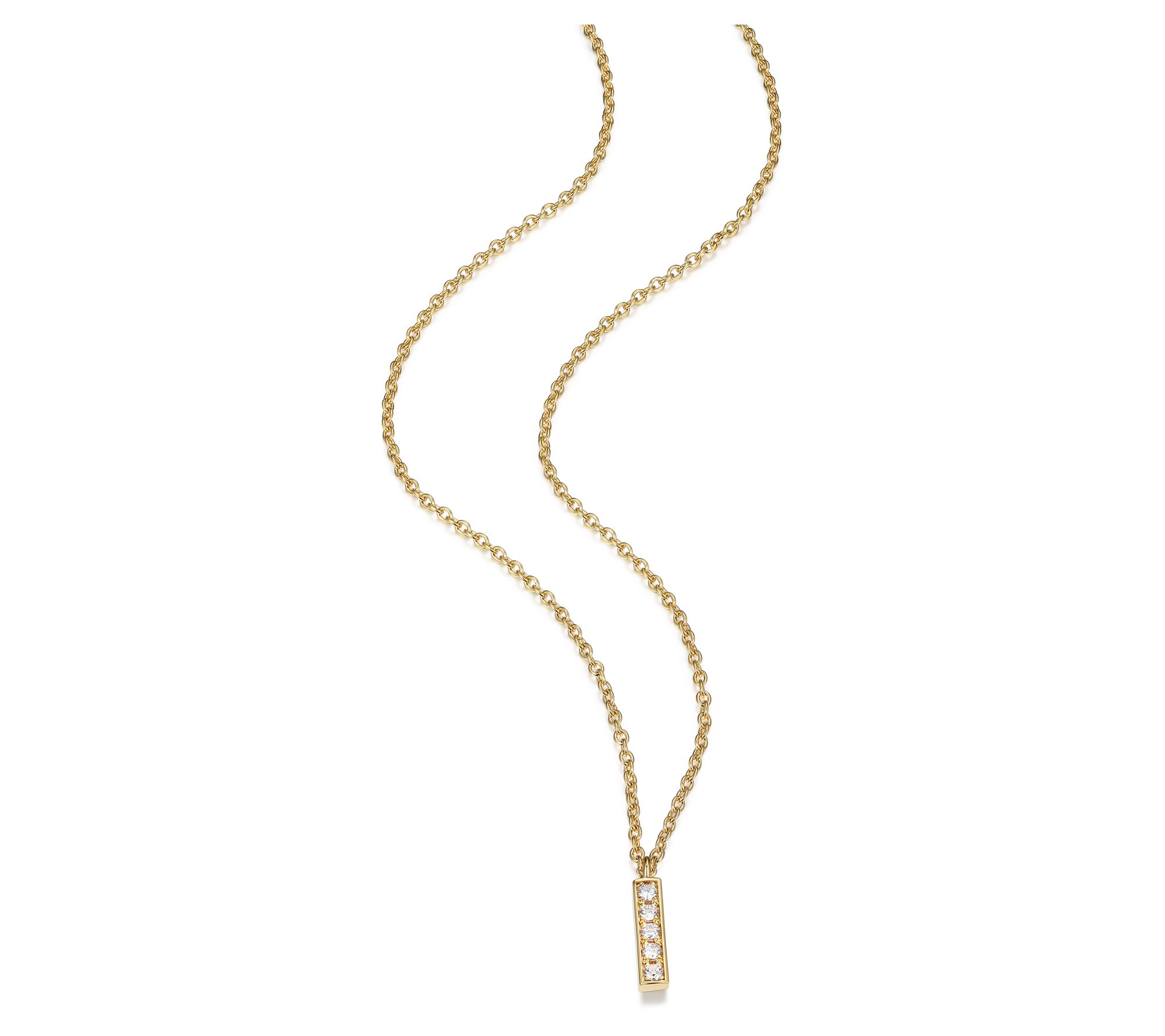 Diamonique Mini Bar Necklace, 18K Gold Clad