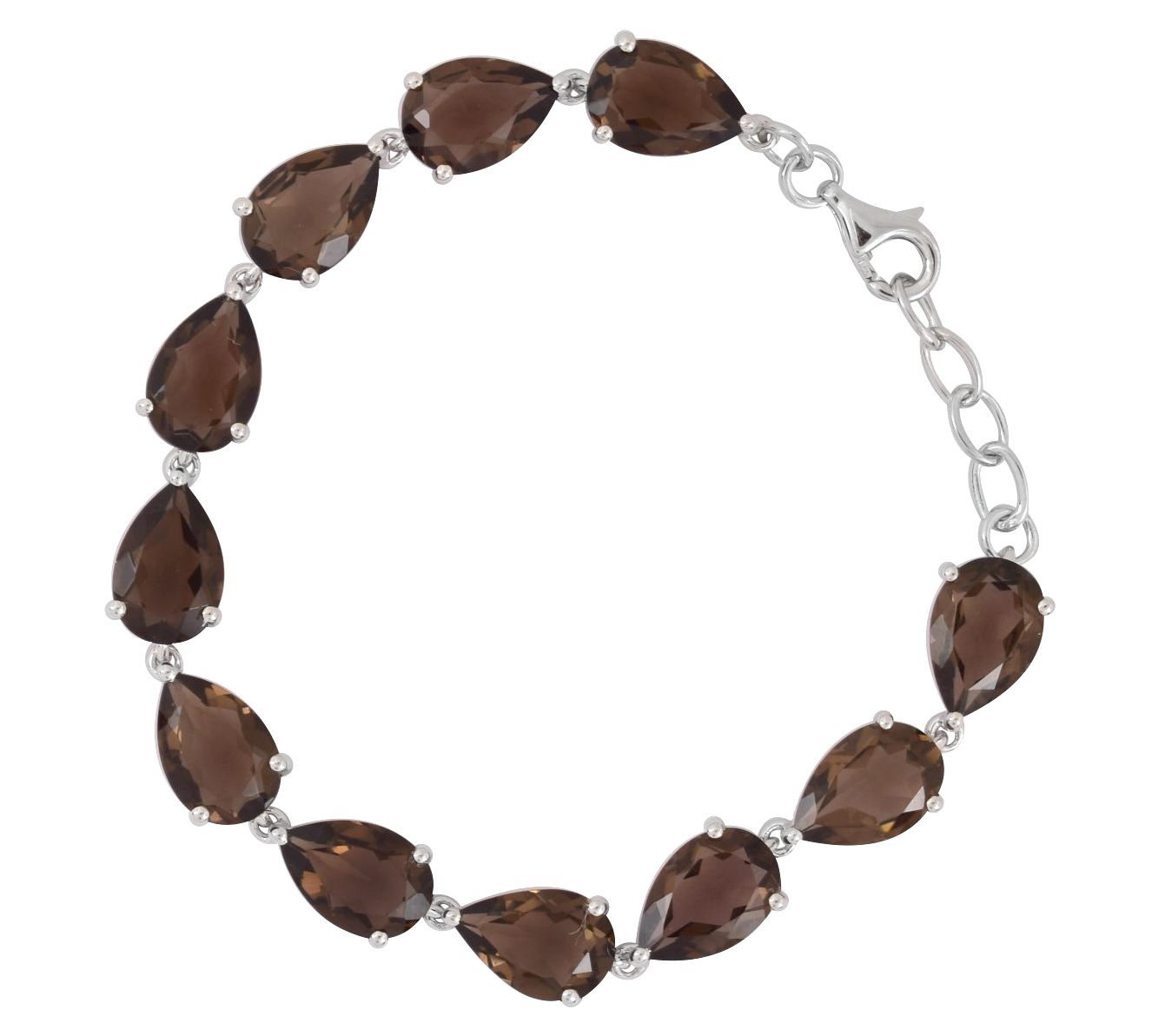 Sterling Silver 26.35 cttw Smoky Quartz Bracelet