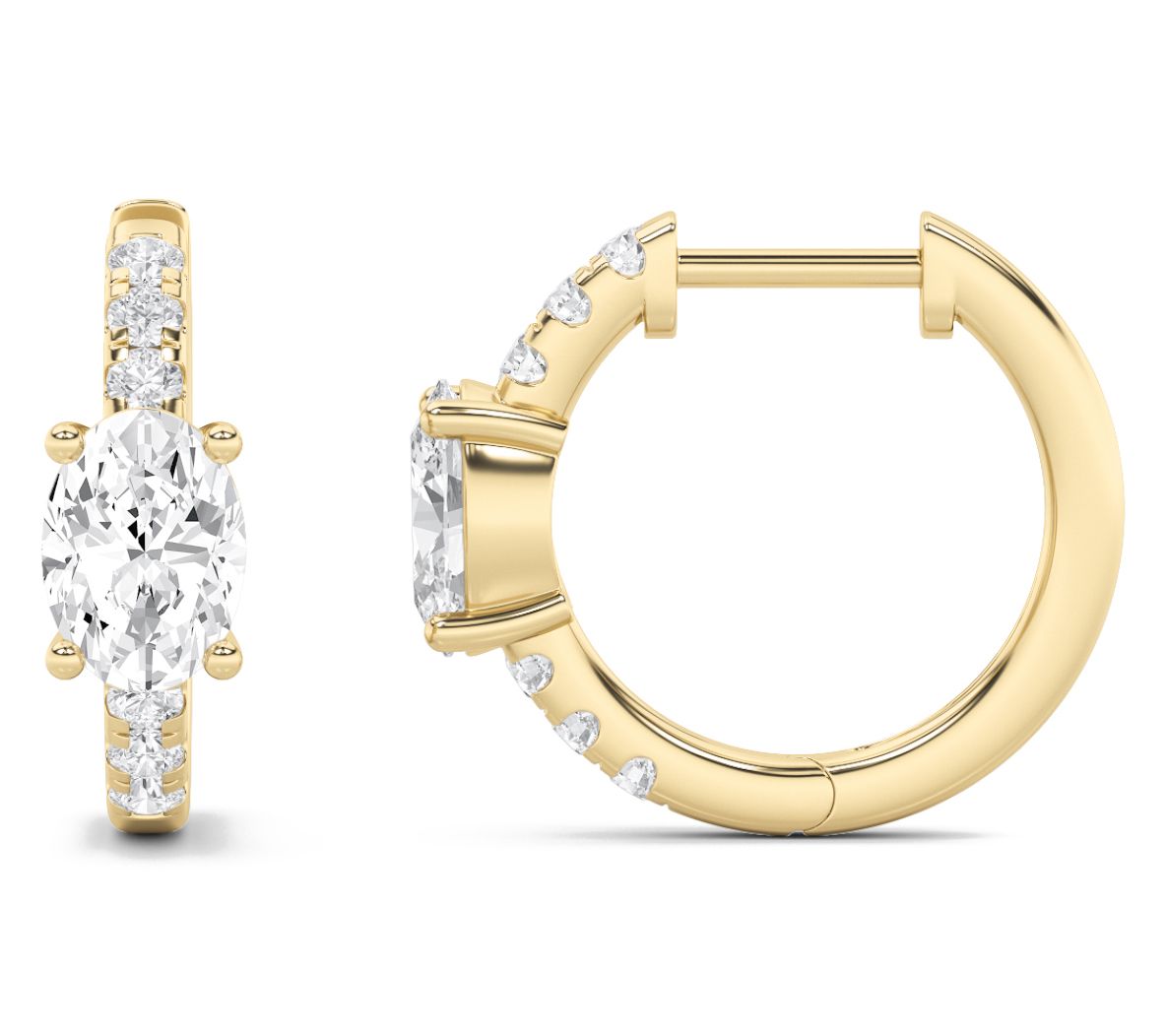 Fire Light 1.50 cttw Lab Grown Diamond Oval Hoo p Earrings, 14