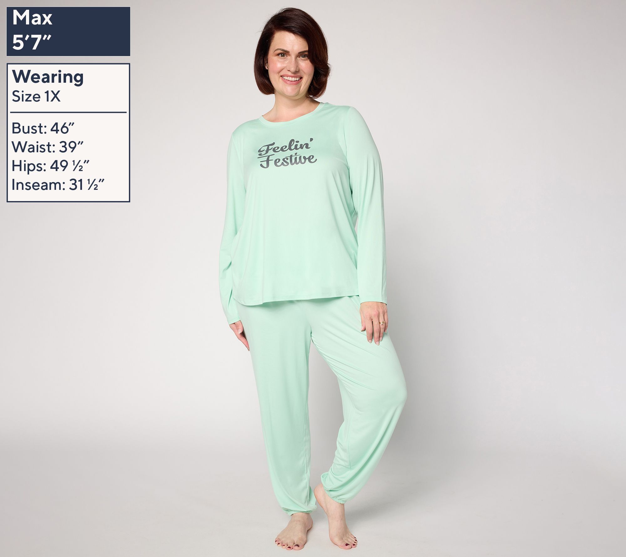 AnyBody Petite Lush Jersey Message Top and Joggers Set