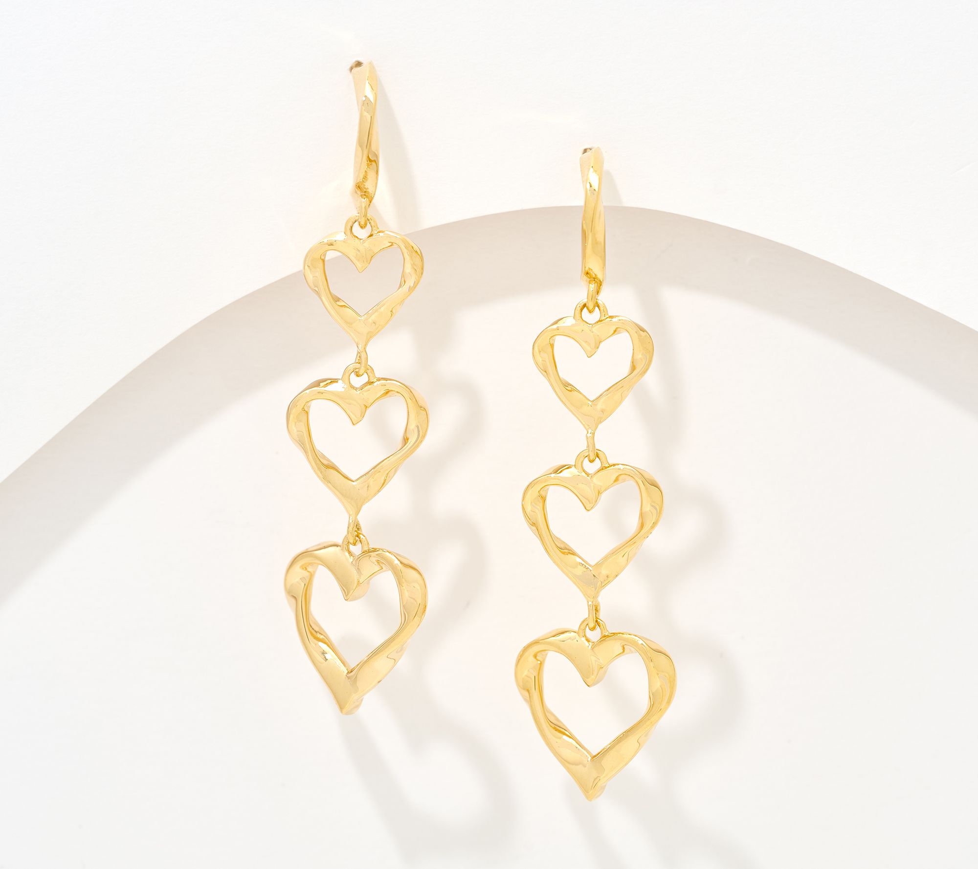 Christian James by Scott Grimes 14K Gold Clad Triple Heart Drop Earrings