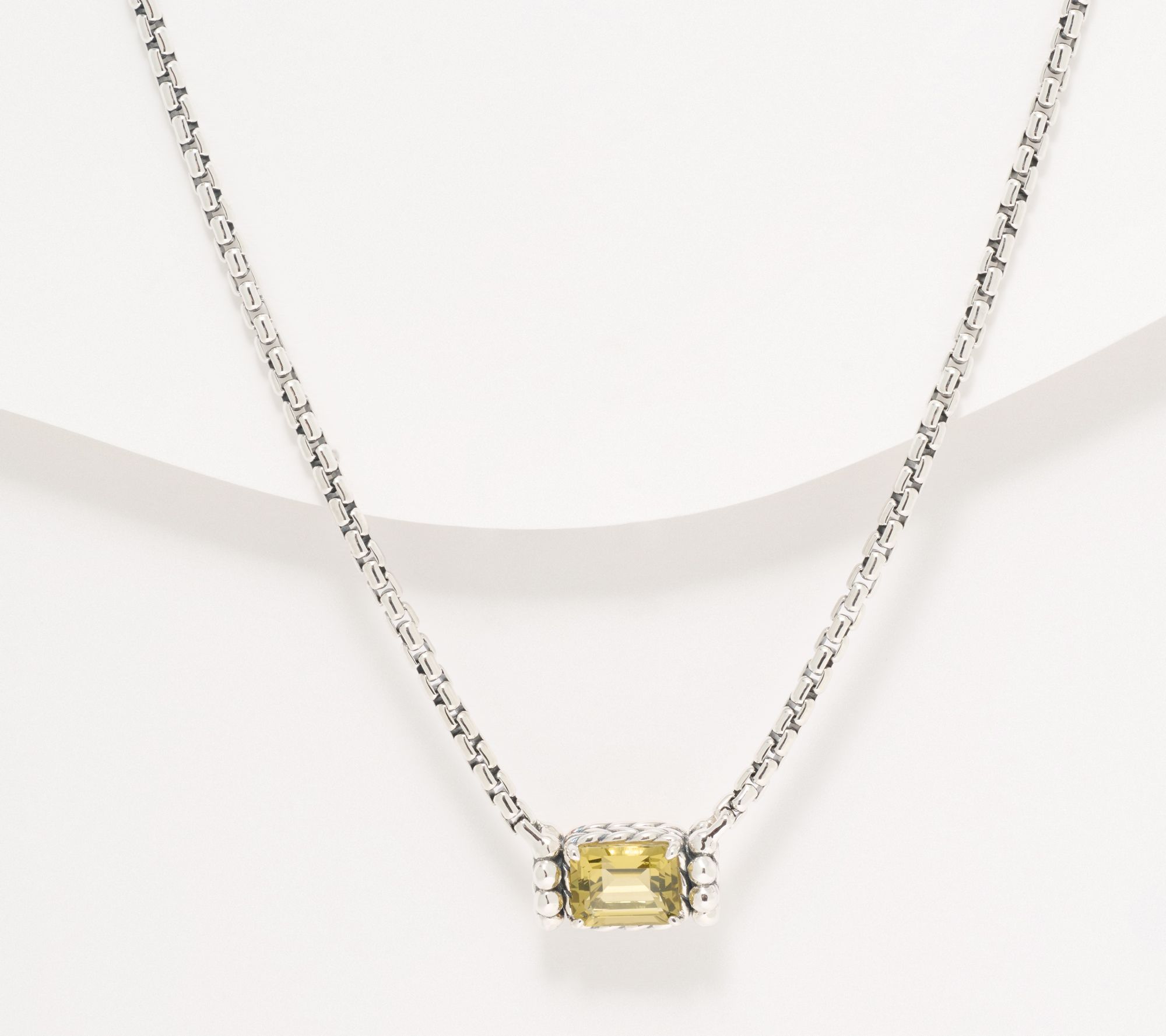 JAI Sterling Silver Emerald Cut 2.7mm Box Chain 16