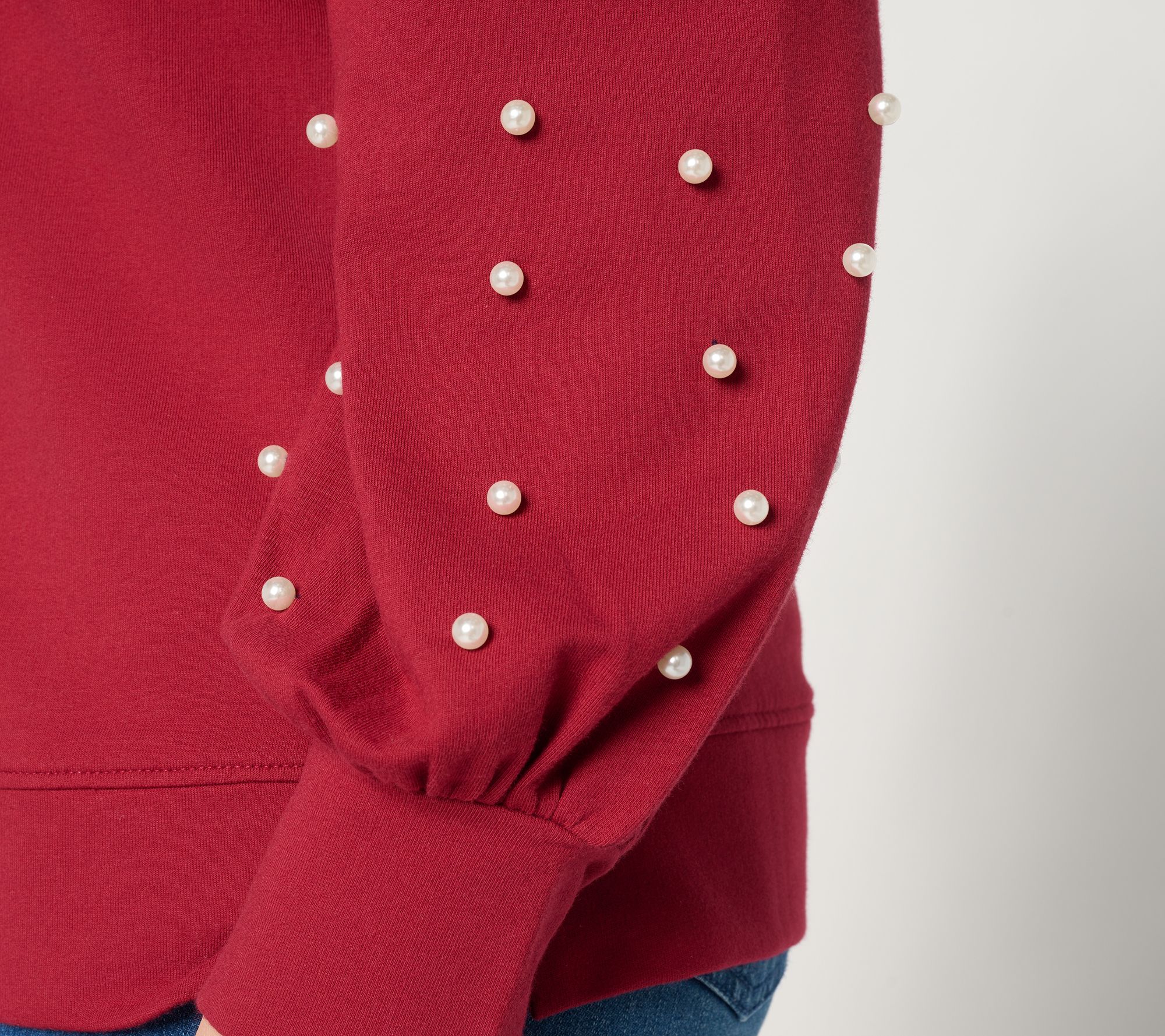 Jingle Belles by Kim Gravel Uptown Pearls Blouson Sleeve Sweatshirt