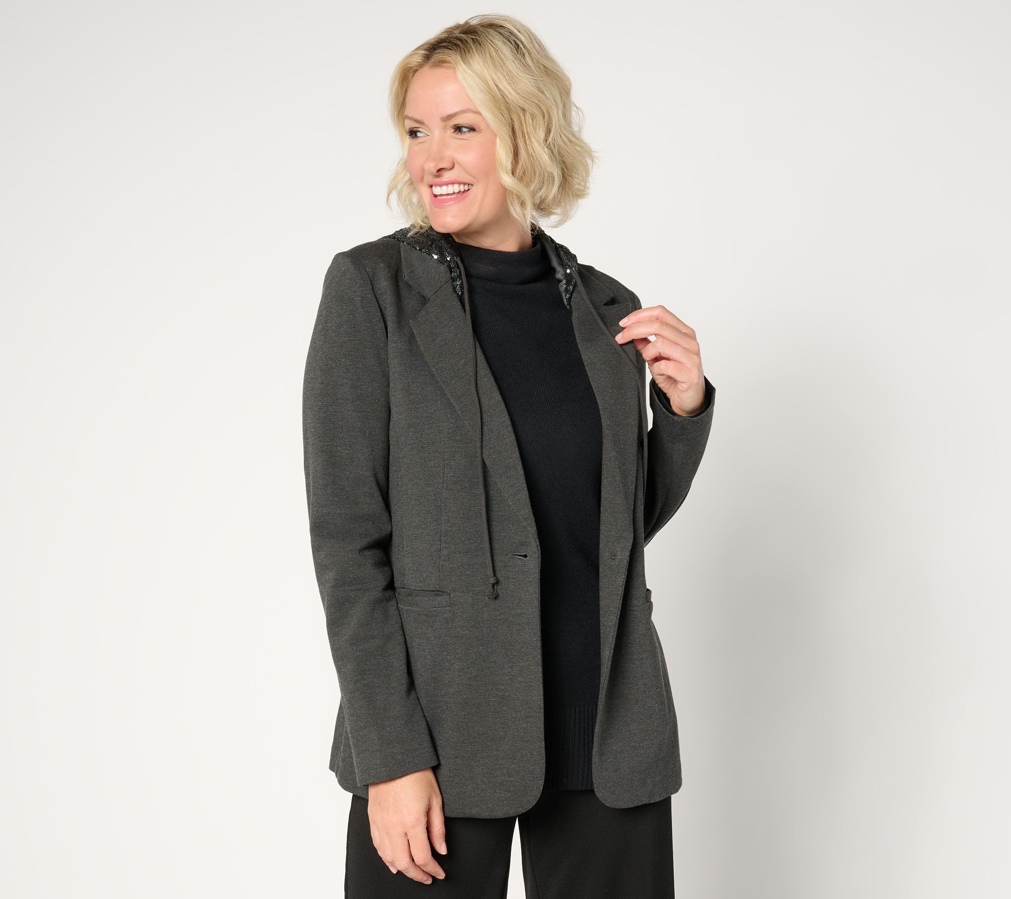 Jingle Belles by Kim Gravel Shine On Sequin Chic Ponte Blazer