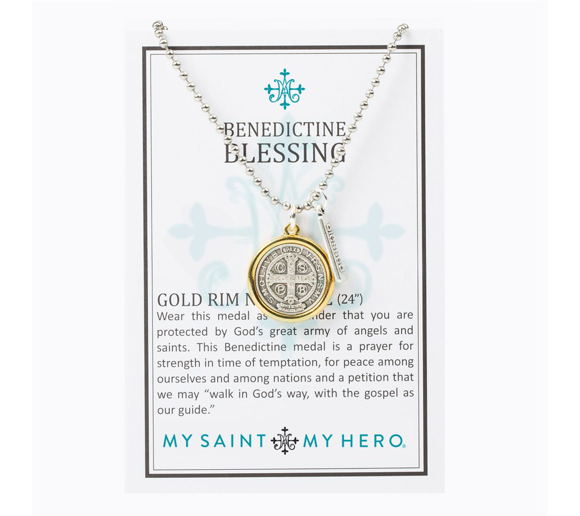 My Saint My Hero Benedictine Blessing Two-ToneNecklace