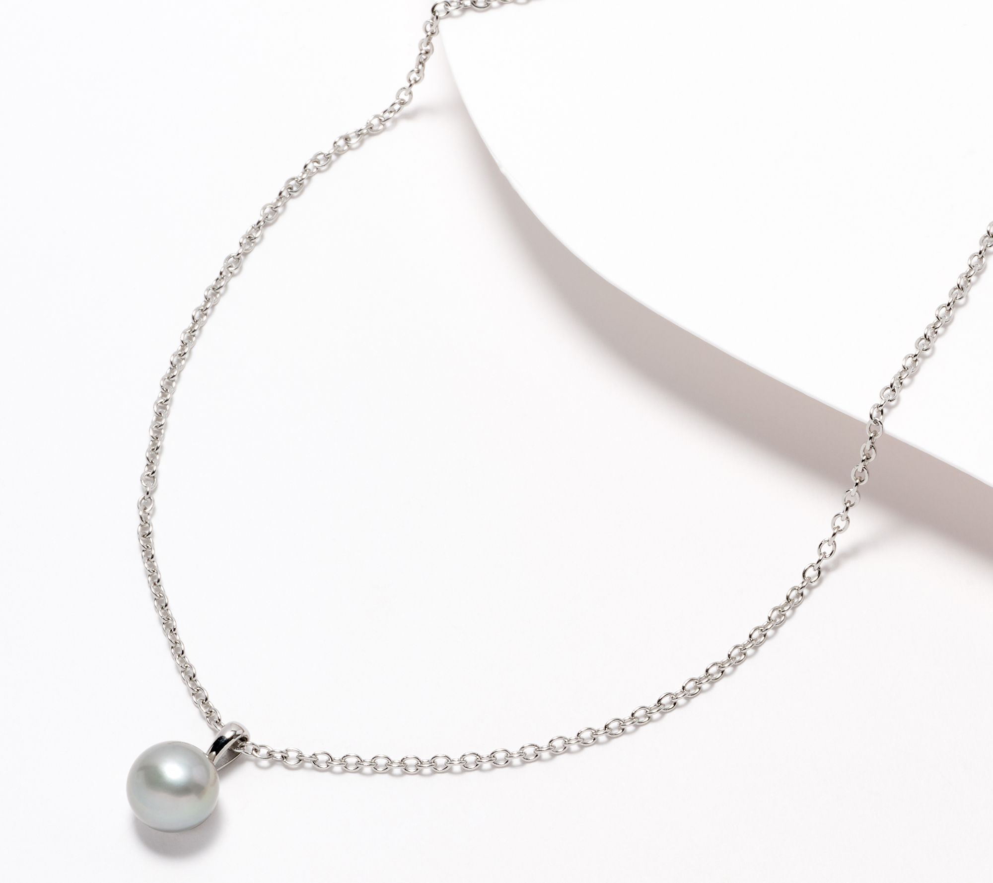 Honora Oval Rolo Link Cultured Button Pearl Solitaire Necklace