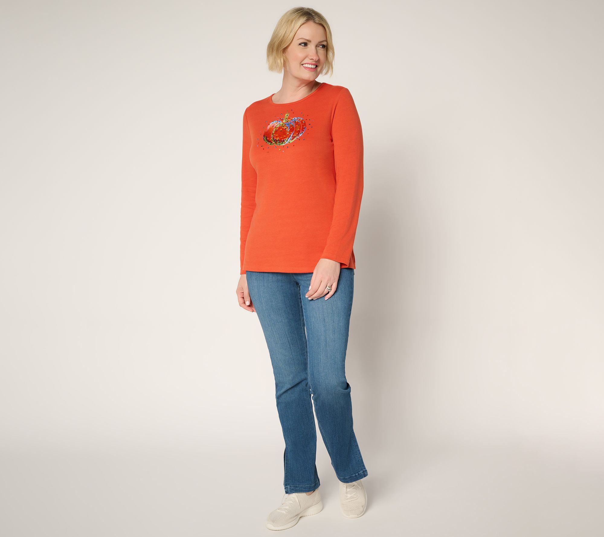 Quacker Factory Fall Kaleidoscope Long Sleeve Top