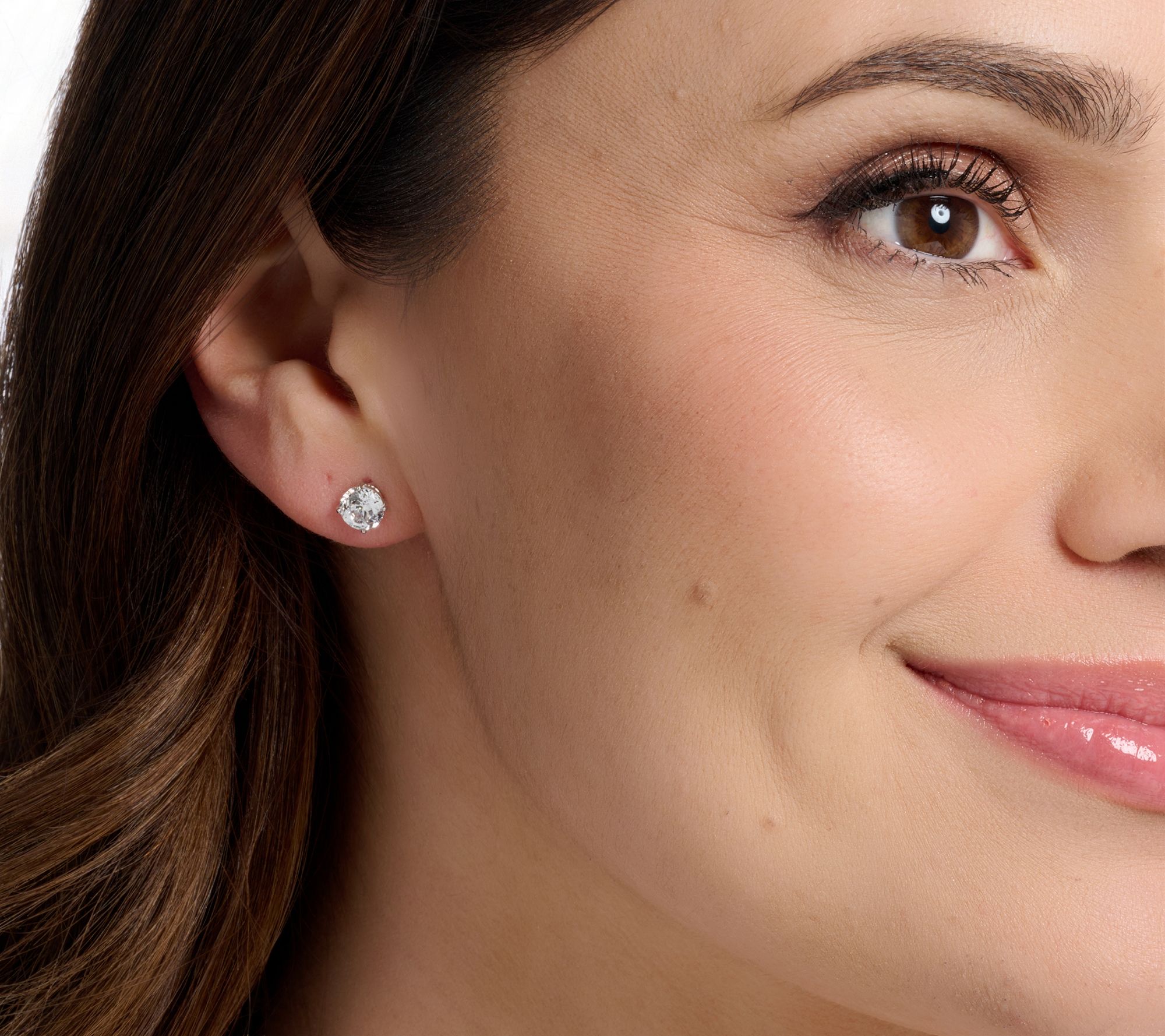 Diamonique Classics Set of 4 100 Facet Stud Earrings, Sterl