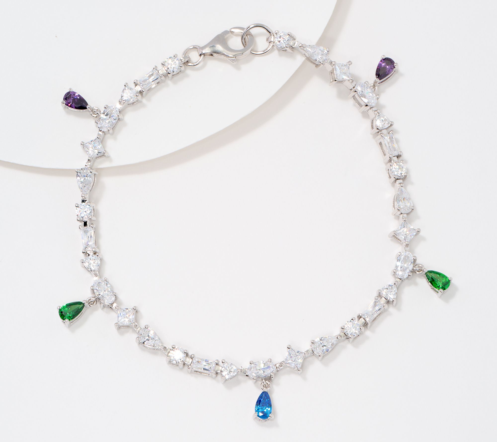 Diamonique x Kathy Levine Multi-Shape Whimsy Bracelet Sterling Silver