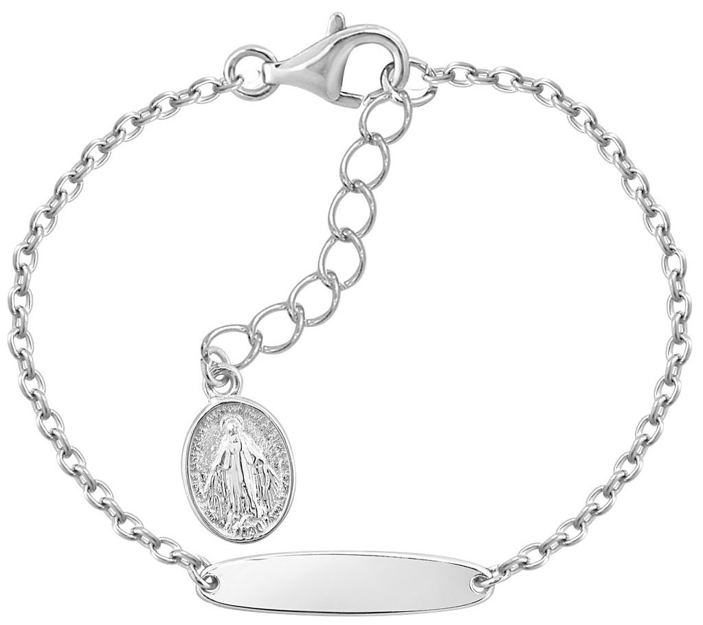 Silver Style Miraculous Medal Tag Bracelet, Sterling