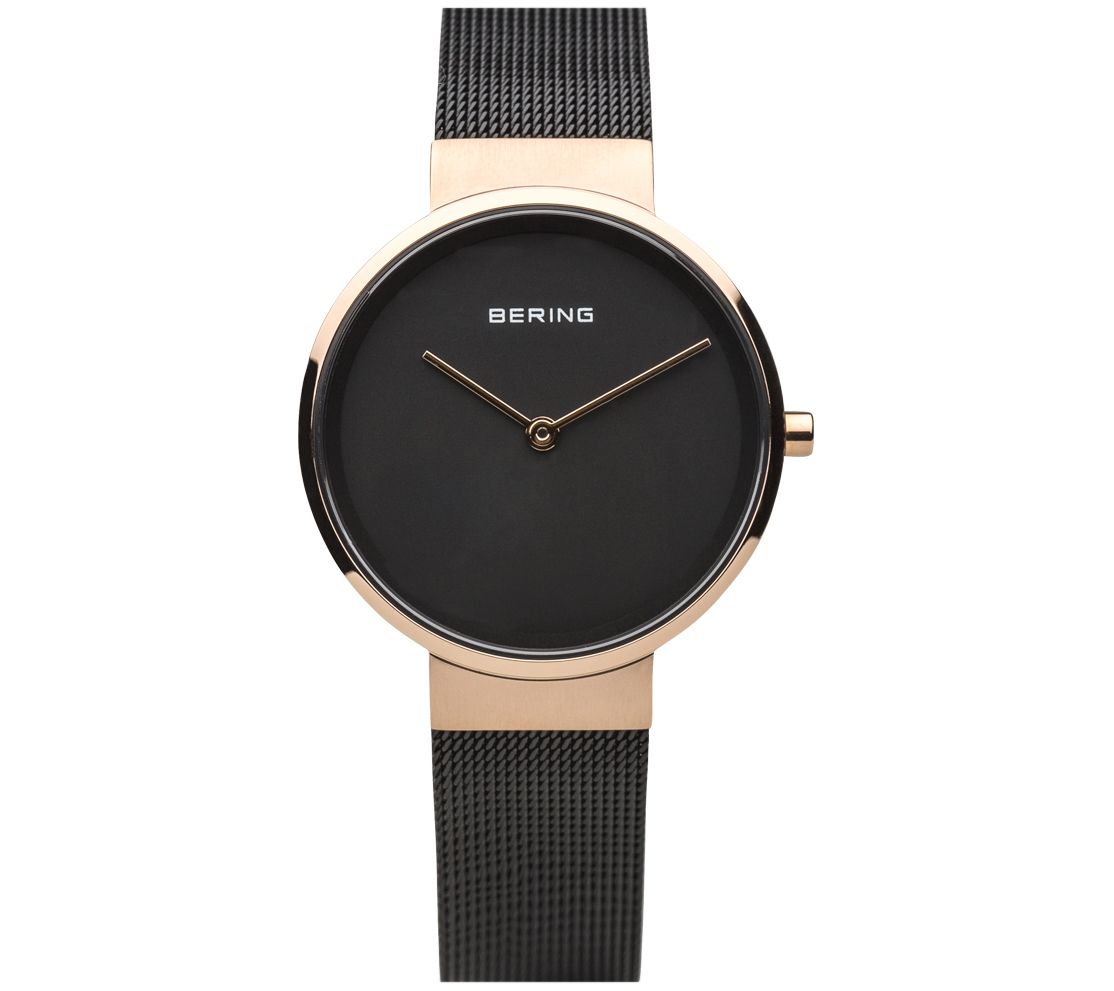 Bering Women's Classic Rosetone & Black Mesh Bracelet Watch