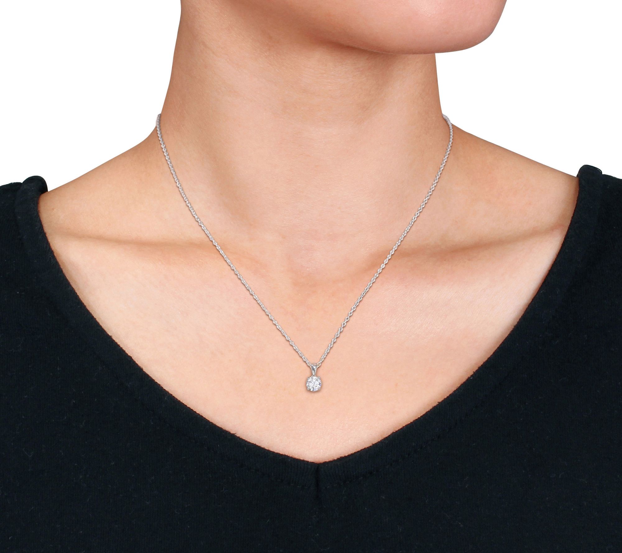 MoissanIce 2.10 cttw Necklace & Earrings Set, Sterling Silver