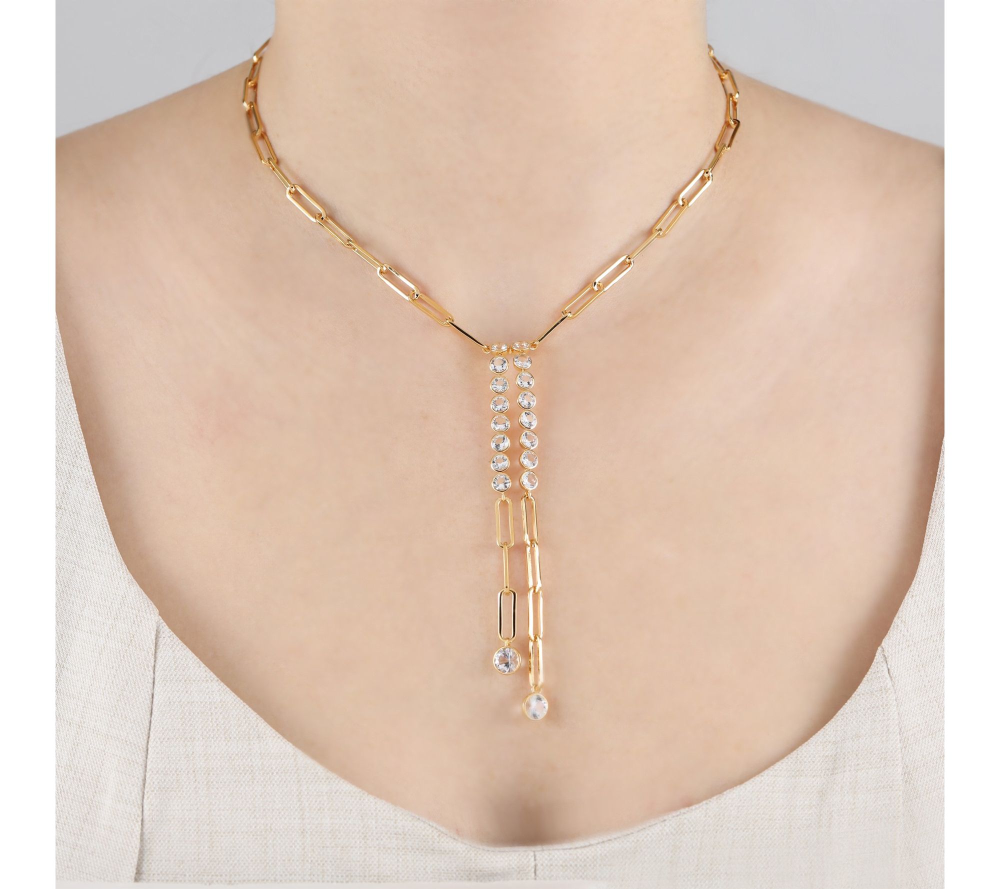 Elyse Ryan 14K Gold Clad White Topaz Sloane Necklace