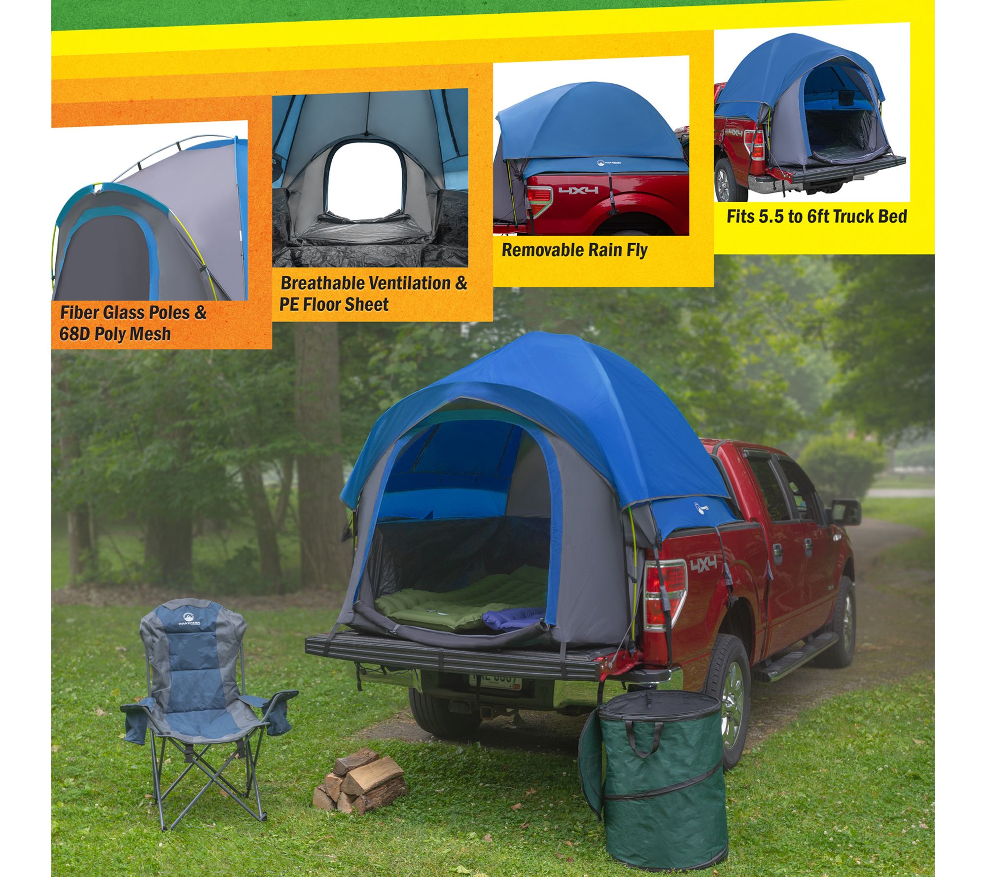 Wakeman Truck Bed Tent Water-Resistant Vented Camper Shell