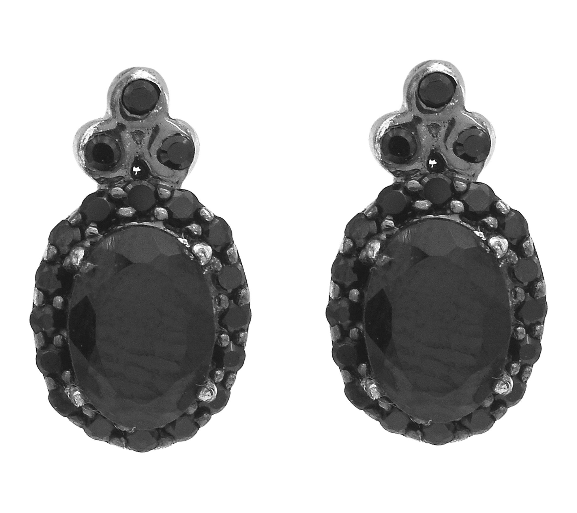 Affinity Gems Black Spinel Stud Earrings, Sterling Silver
