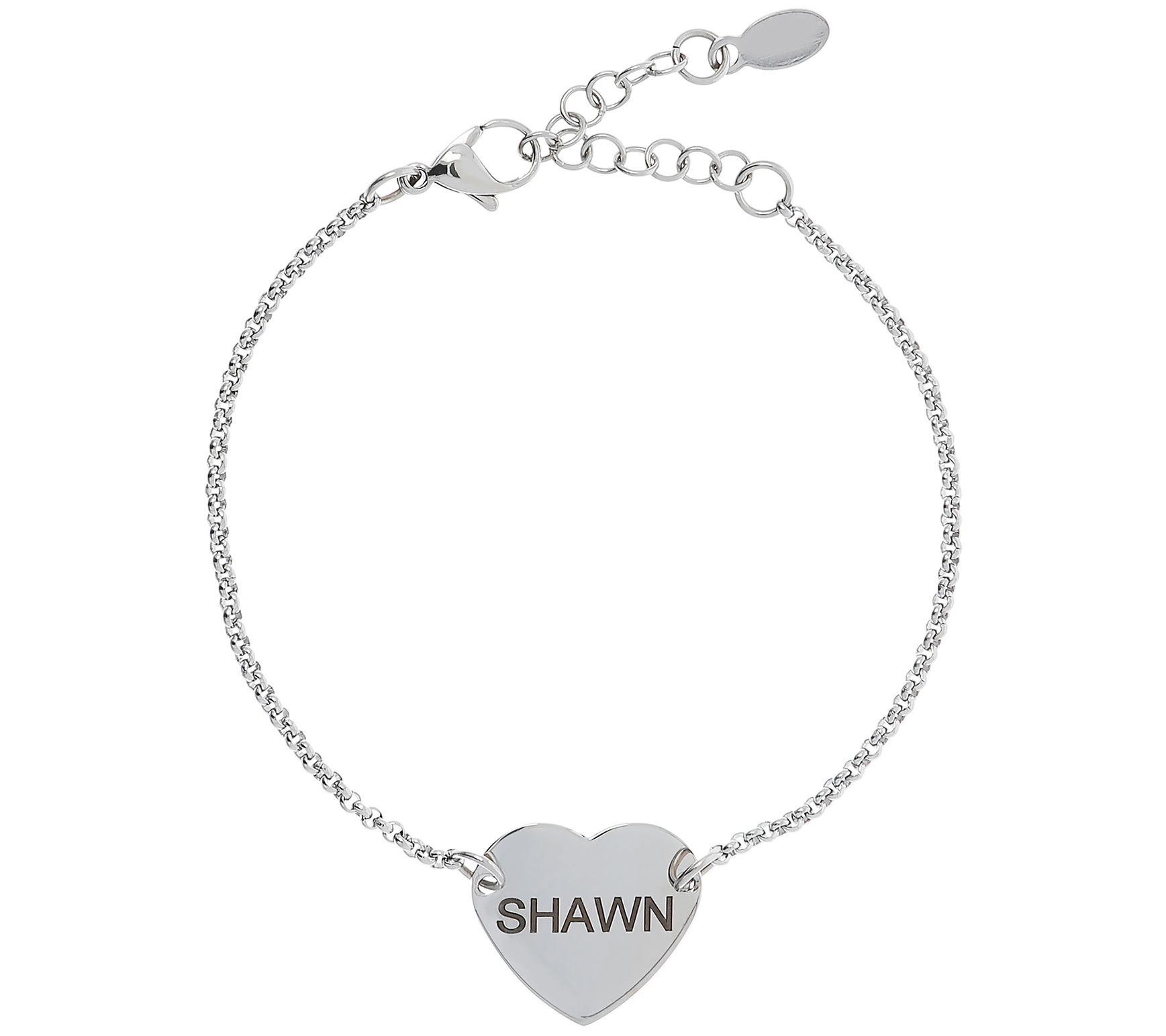 Steel by Design Personalized Heart Charm Adjust able Bracelet