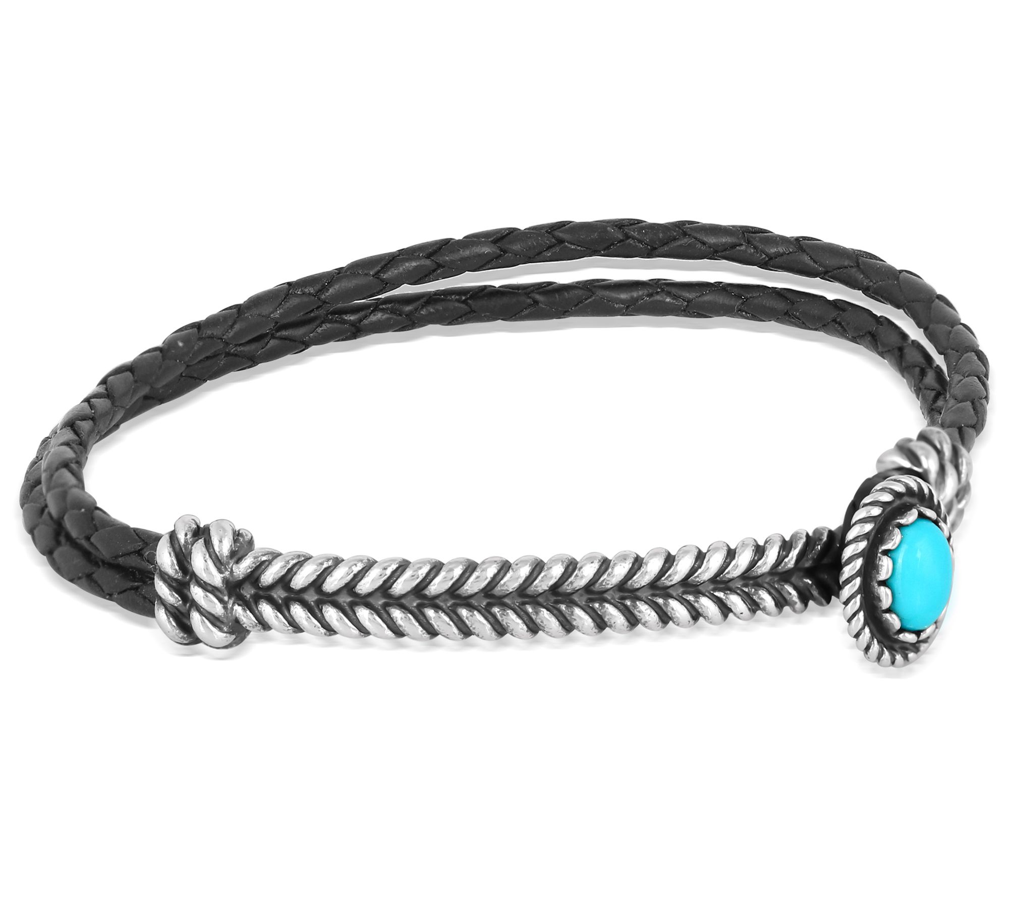 American West Sterling Silver Turquoise LeatherBracelet