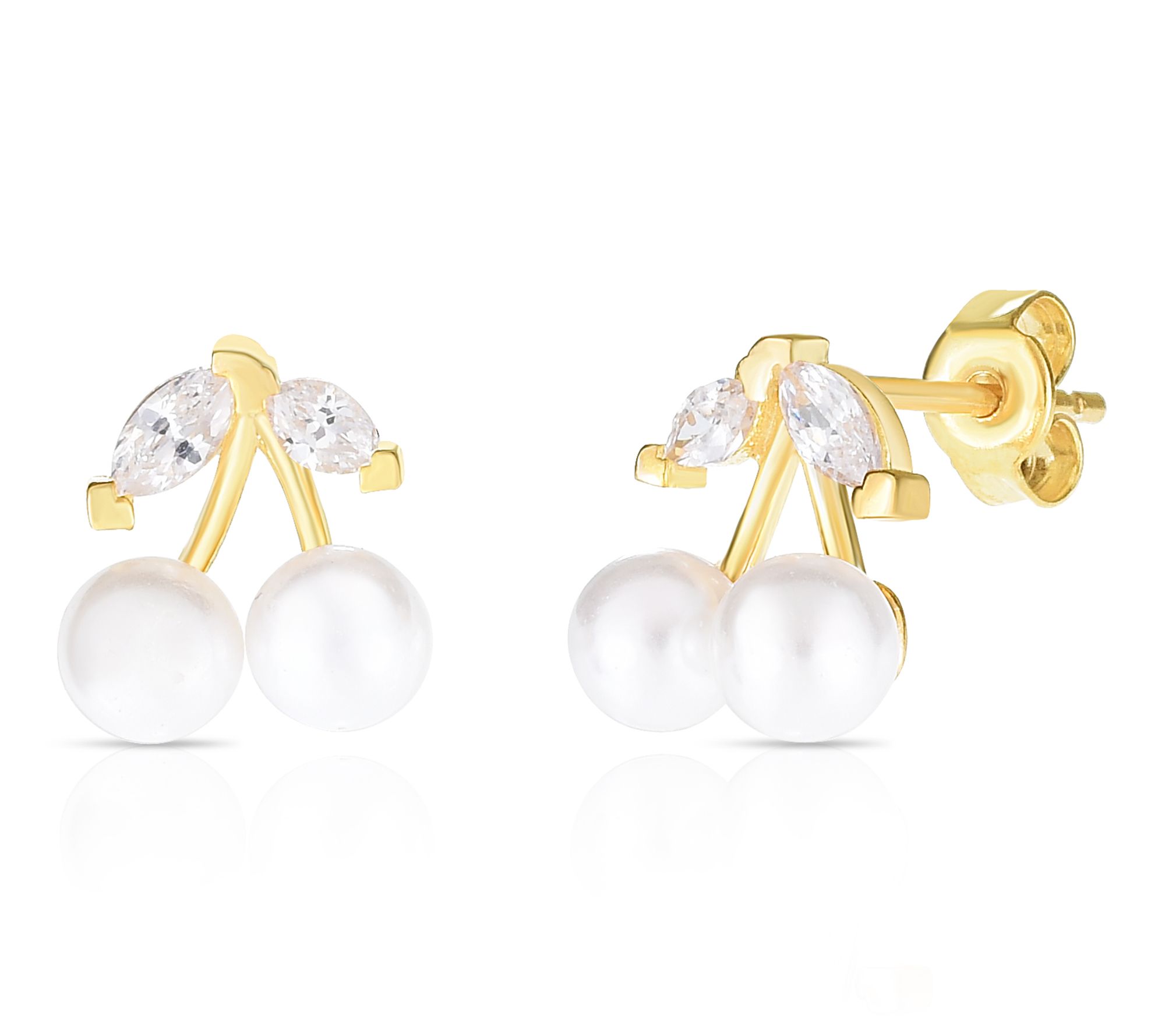 Sterlina Silver Cultured Pearl Cherry Stud Earrings, Sterling