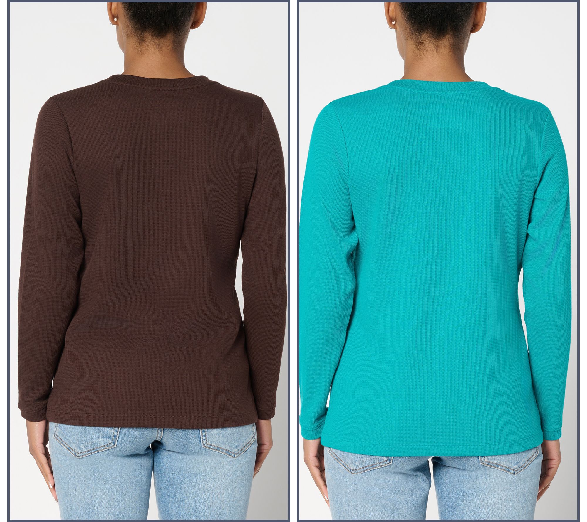 Denim & Co. Essentials Waffle Knit 2-Pack Crew Neck Tops