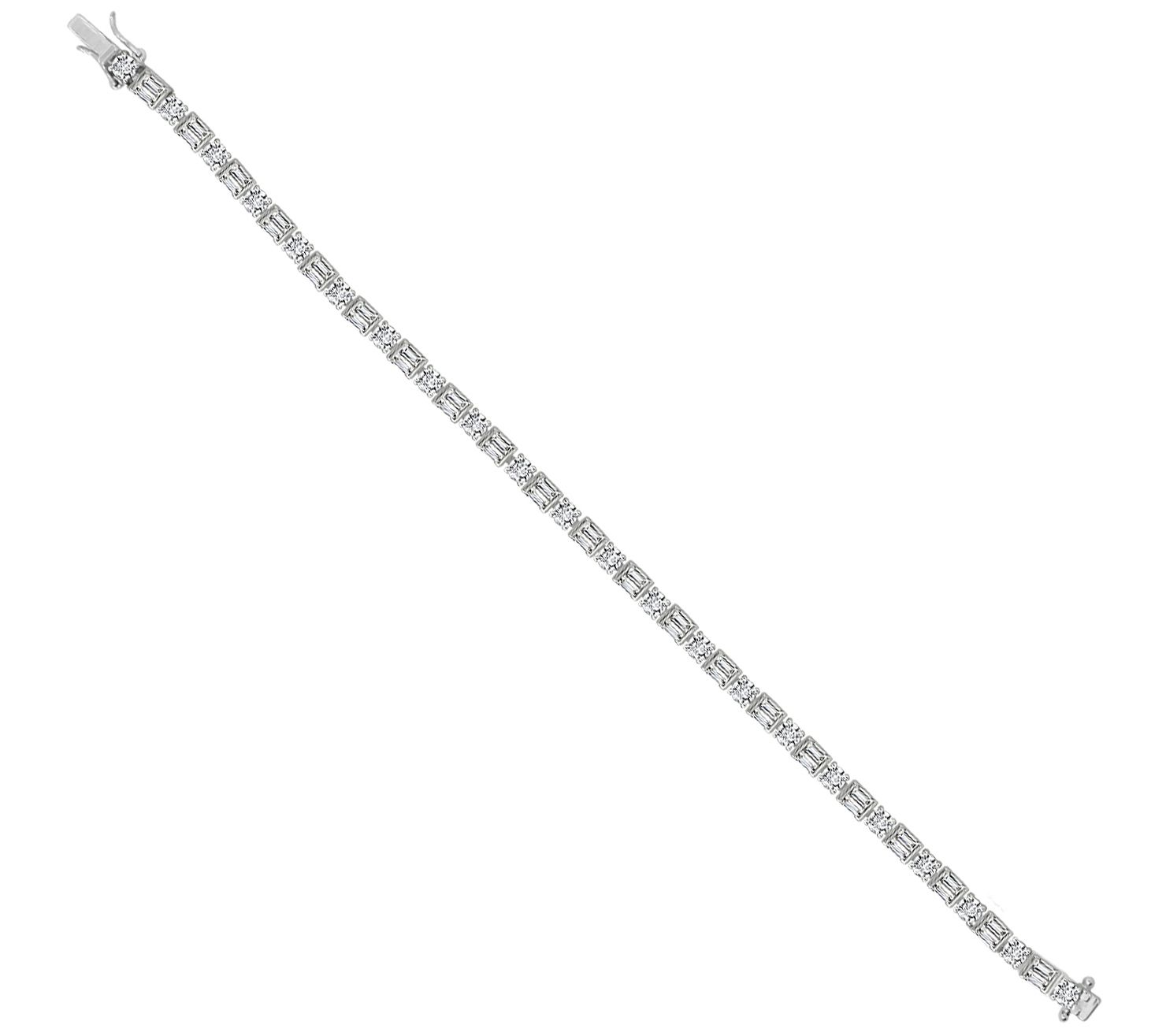Diamonique Baguette Tennis Bracelet, Platinum Clad