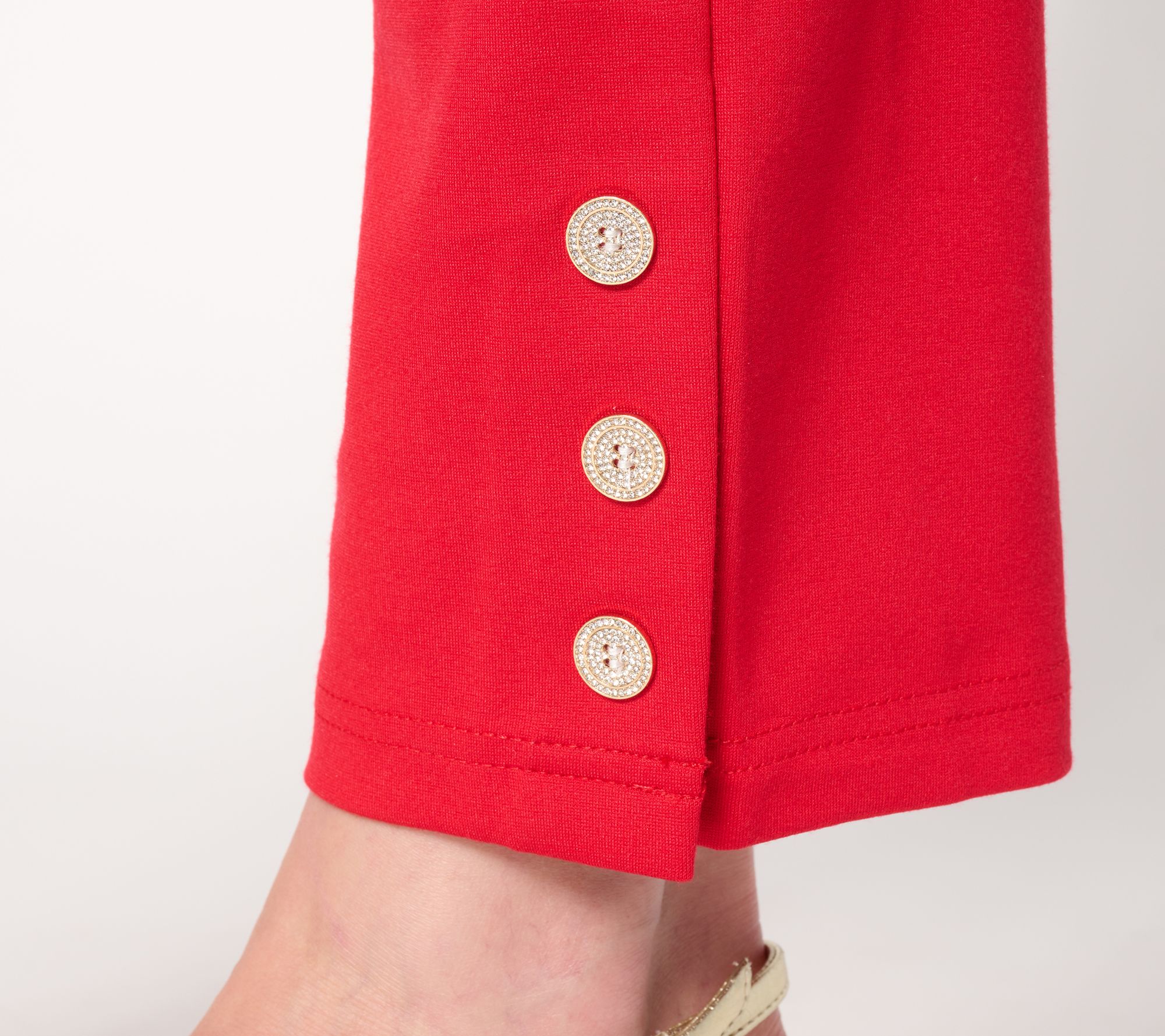 Jingle Belles by Kim Gravel Petite Ponte Sparkle Button Ankle Pant