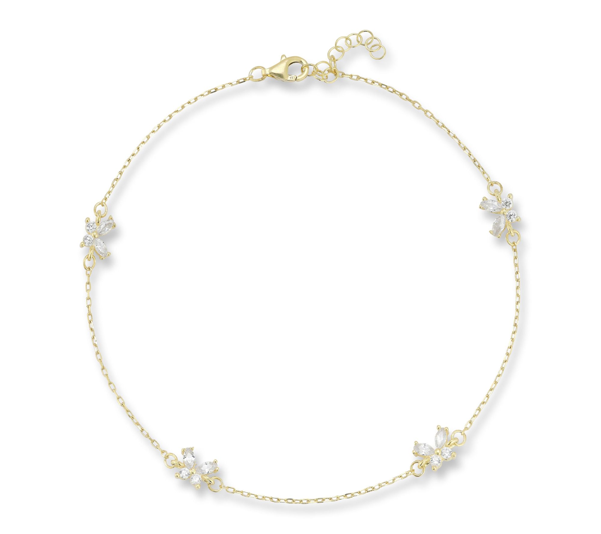Sterlina Silver Butterfly Station Ankle Bracelet, Sterling