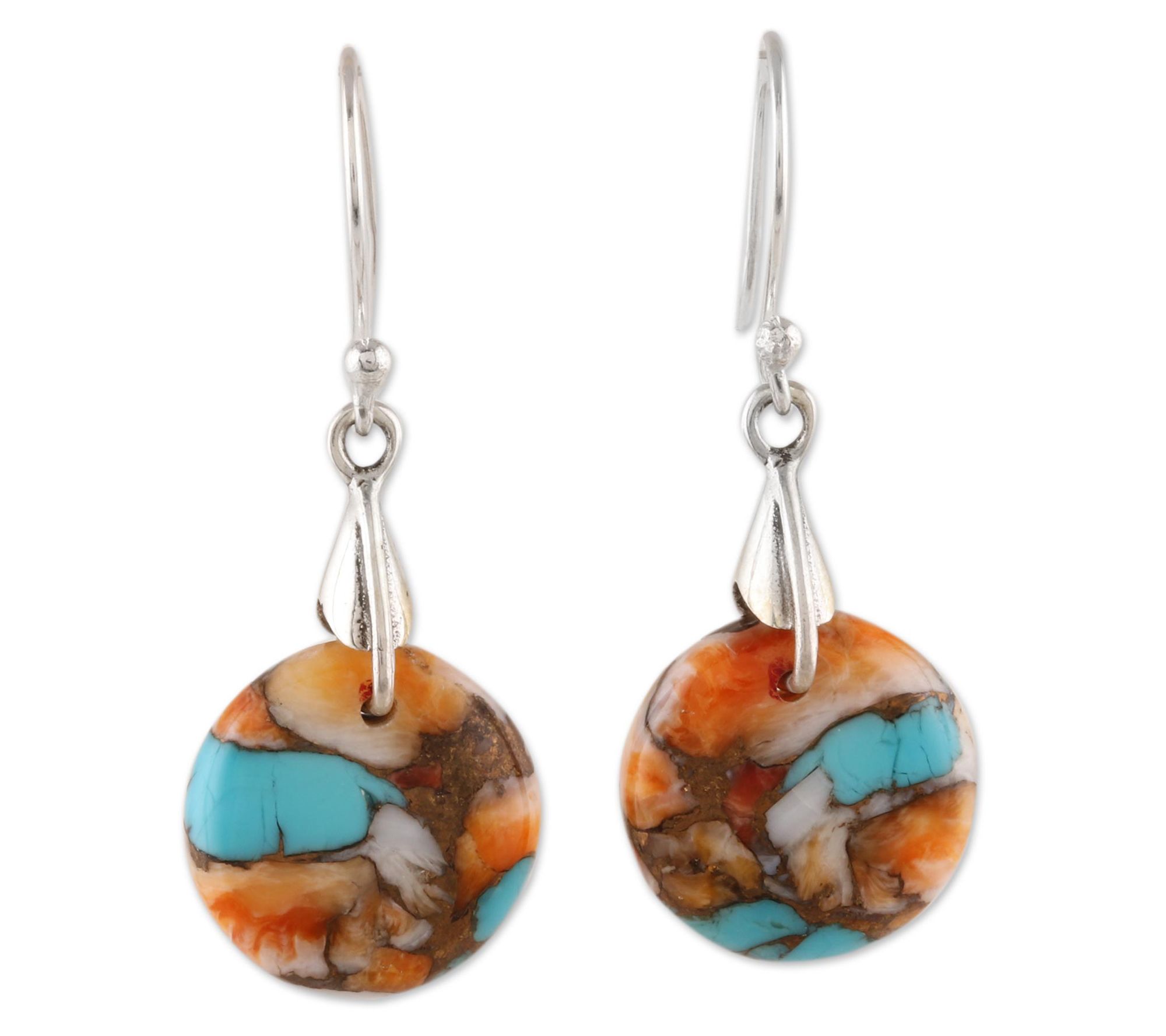 Novica Artisan Crafted Sterling Composite Turquoise Earrings