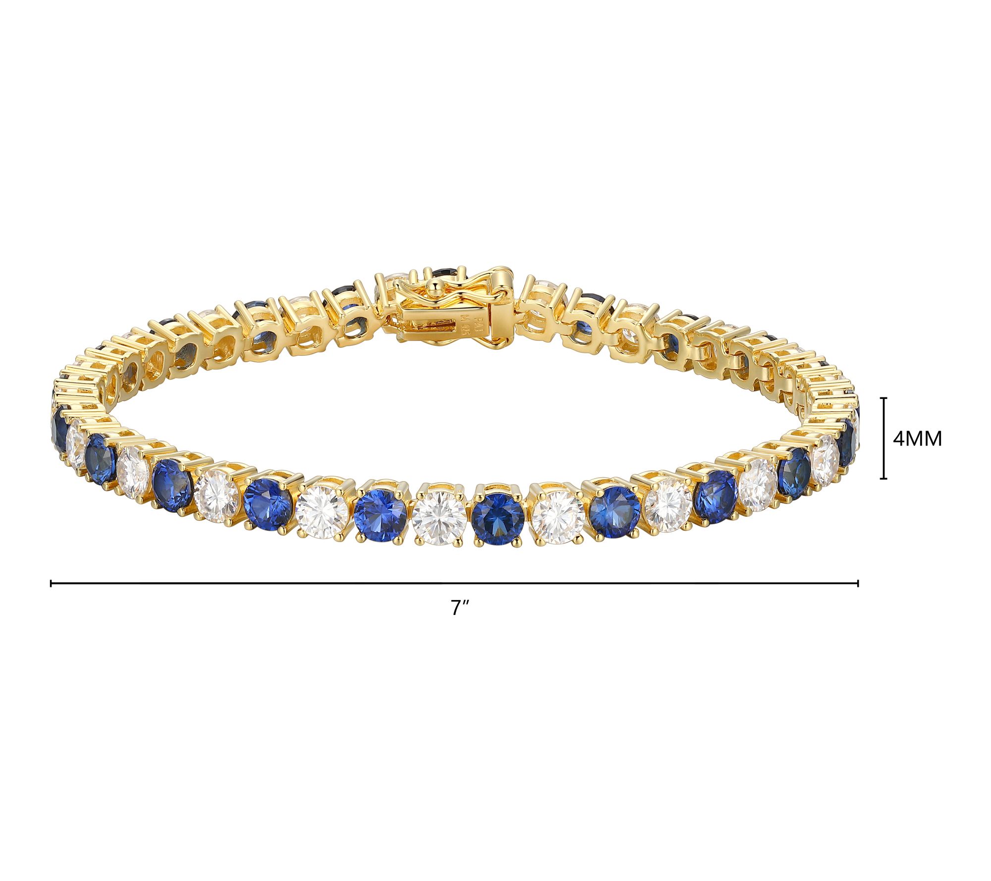 Moissanite & Created Sapphire Tennis Bracelet,18k Gold Plated