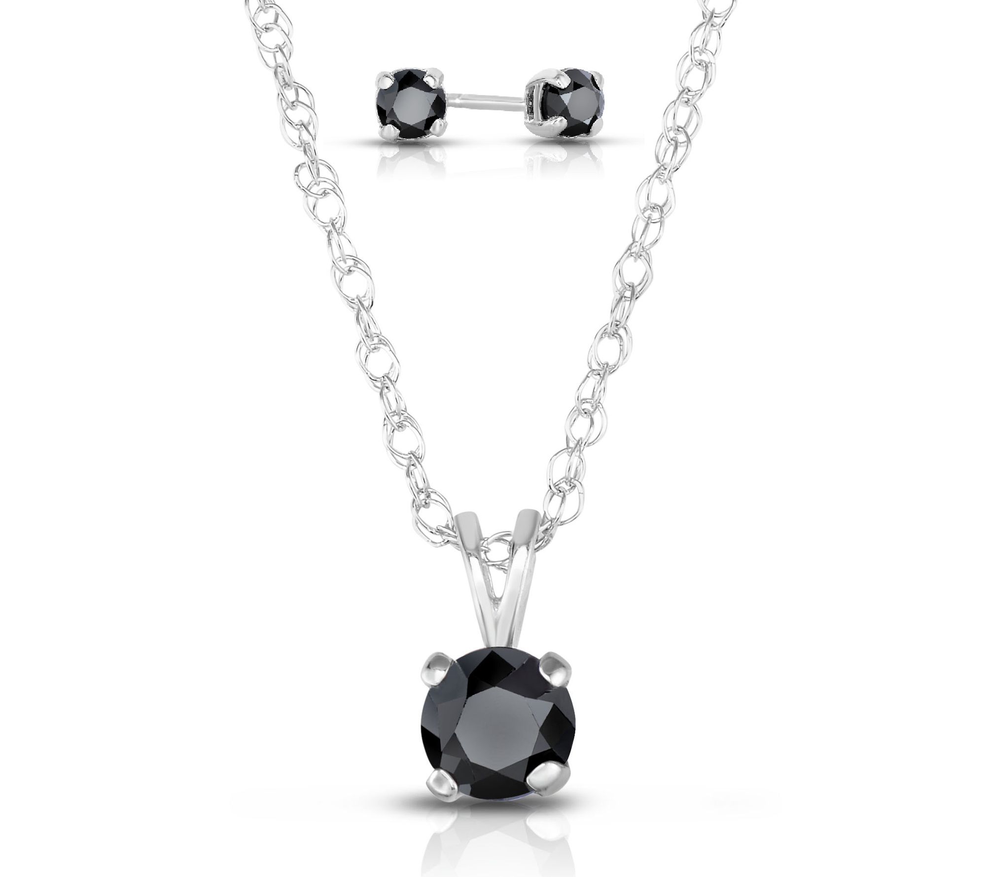Affinity Black Diamond Necklace and Earrings Set, Sterling